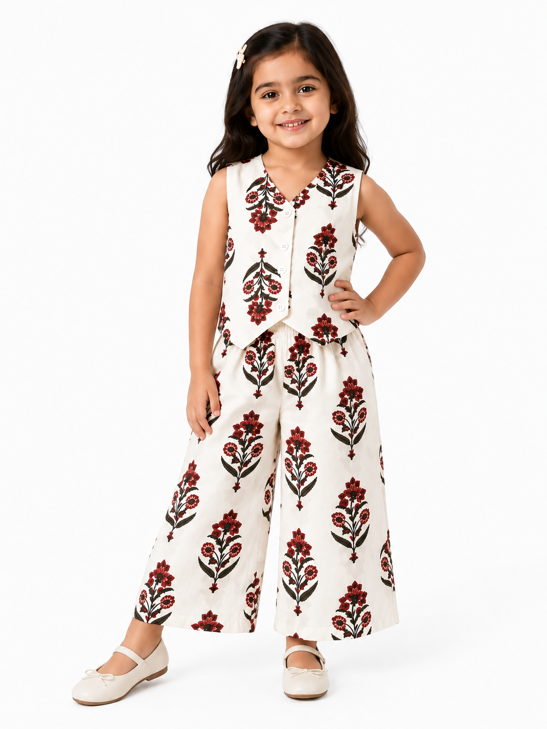 Girls Pure Cotton Floral Printed Co-ord Set
