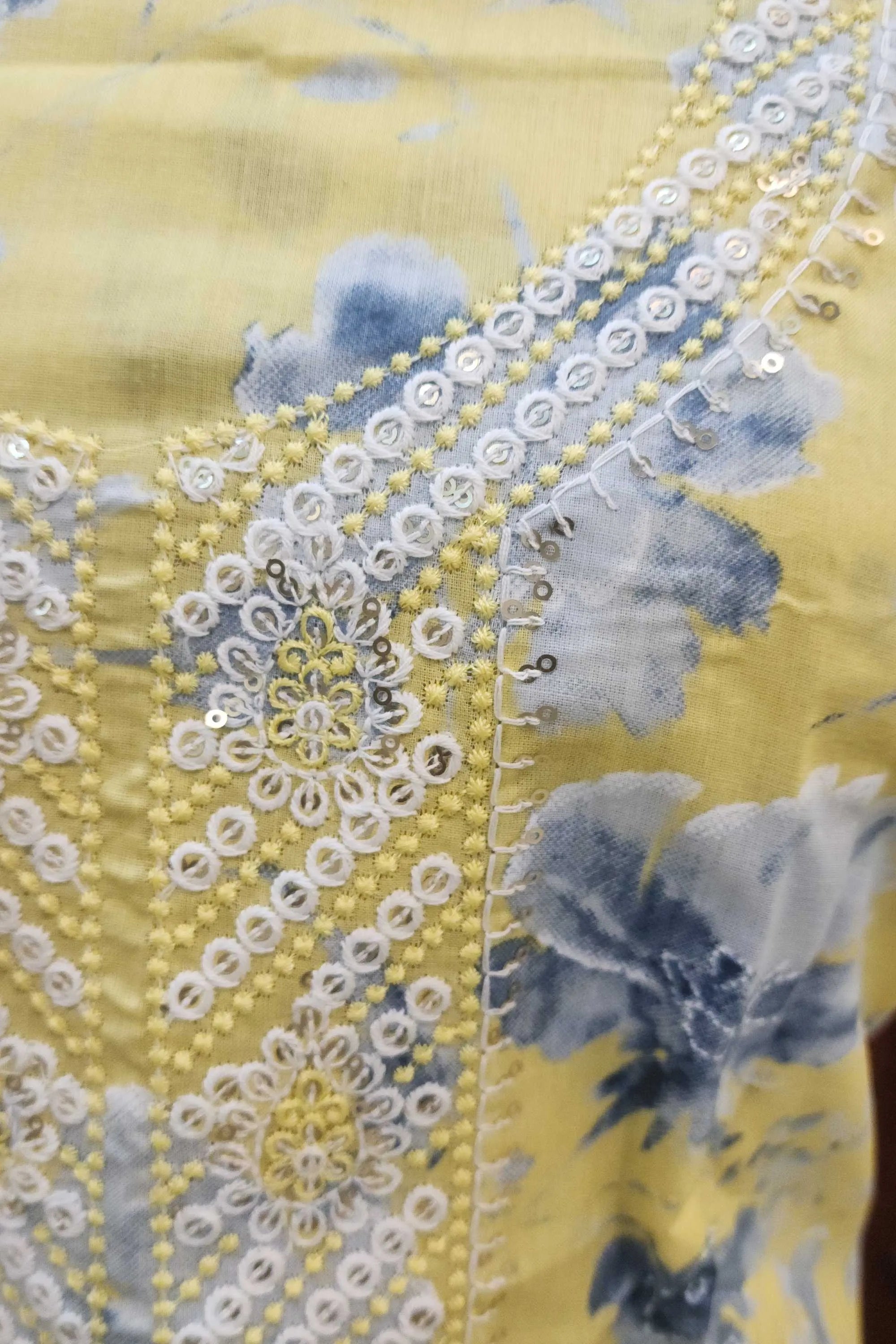 Floral Harmony Printed Cotton Blend Unstitched Dress Material with Embroidered Dupatta