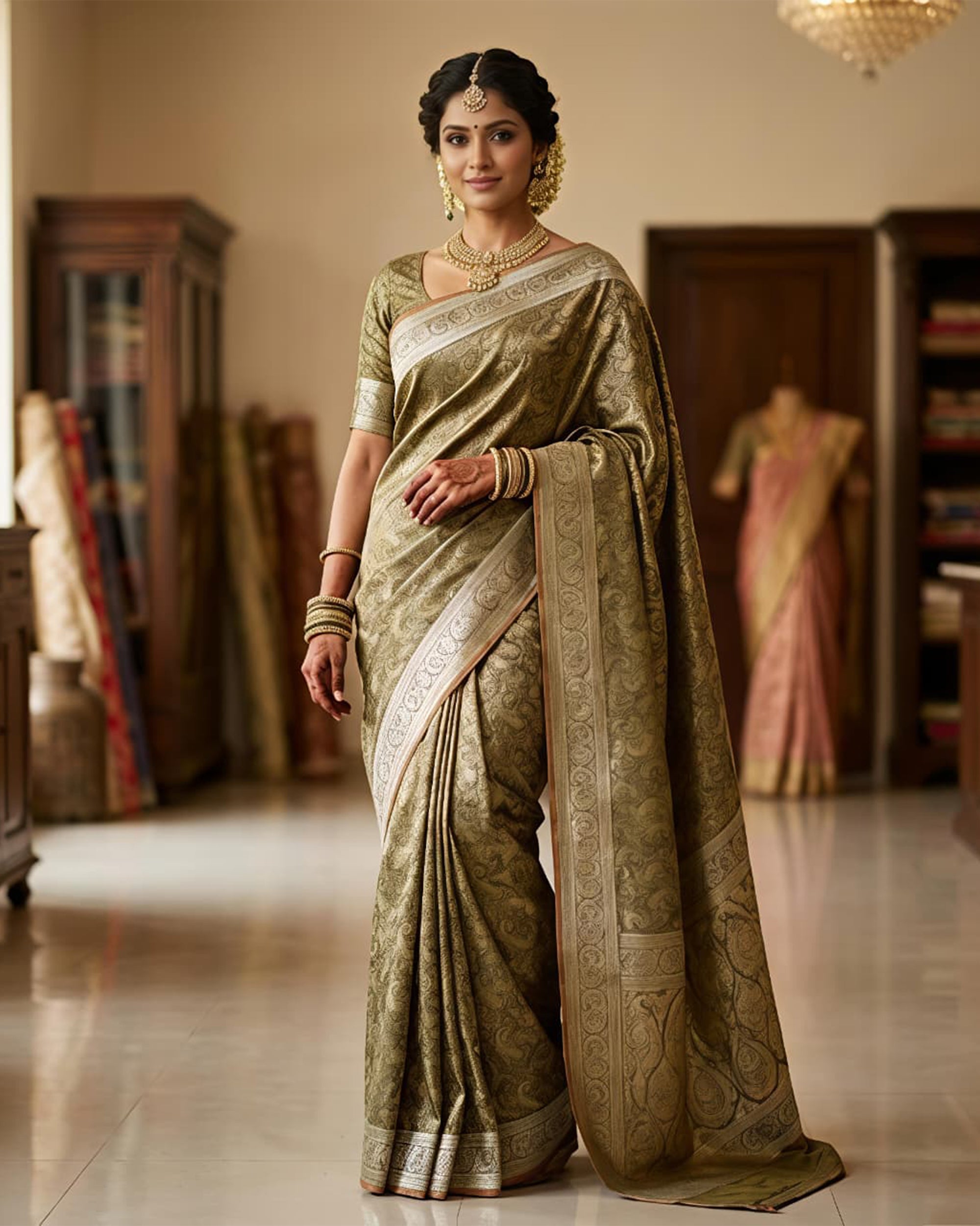 Woven Design Zari Silk Blend Banarasi Saree