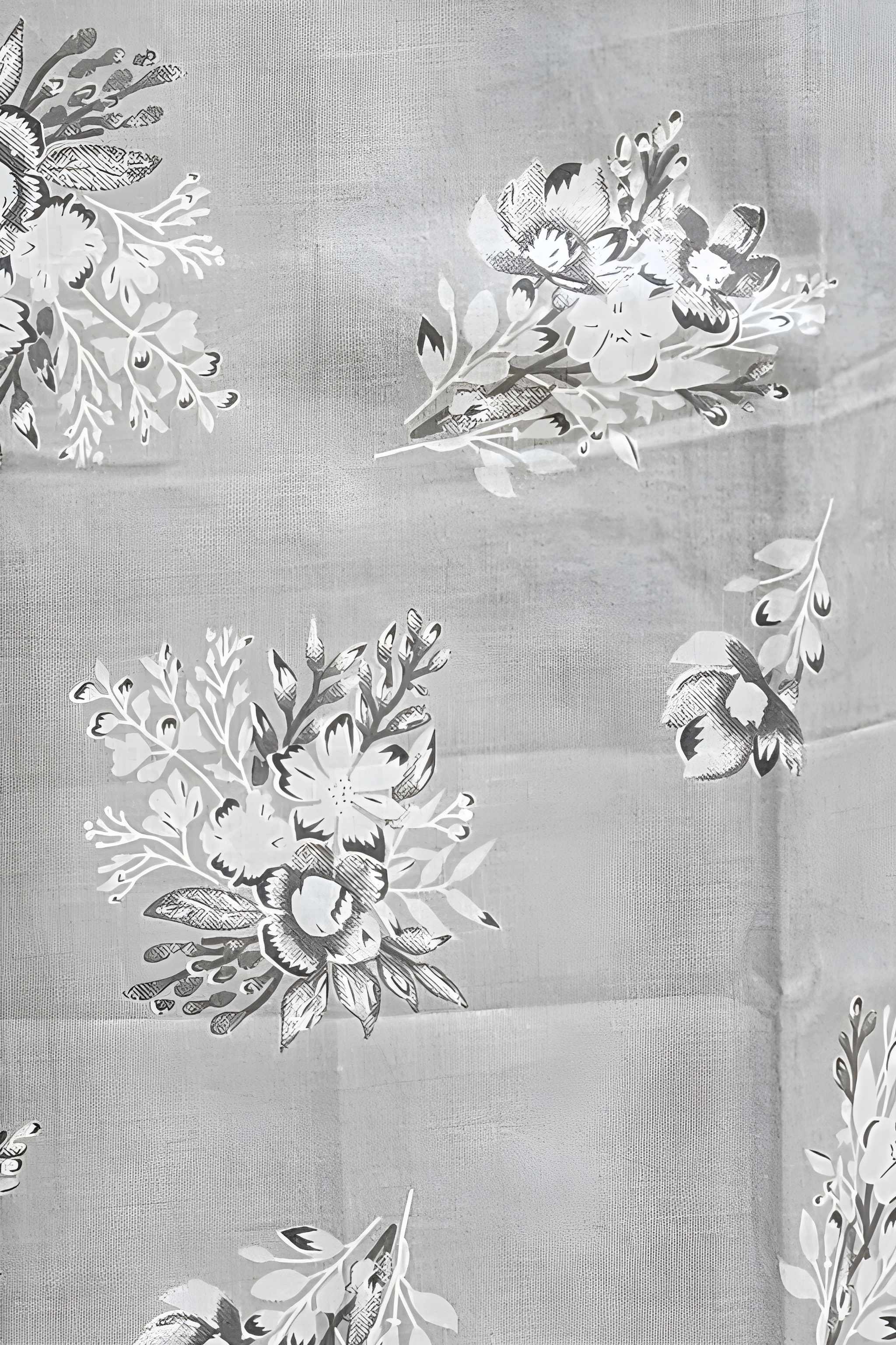 Women's  Grey Floral Printed Cotton Unstitched Suit Set