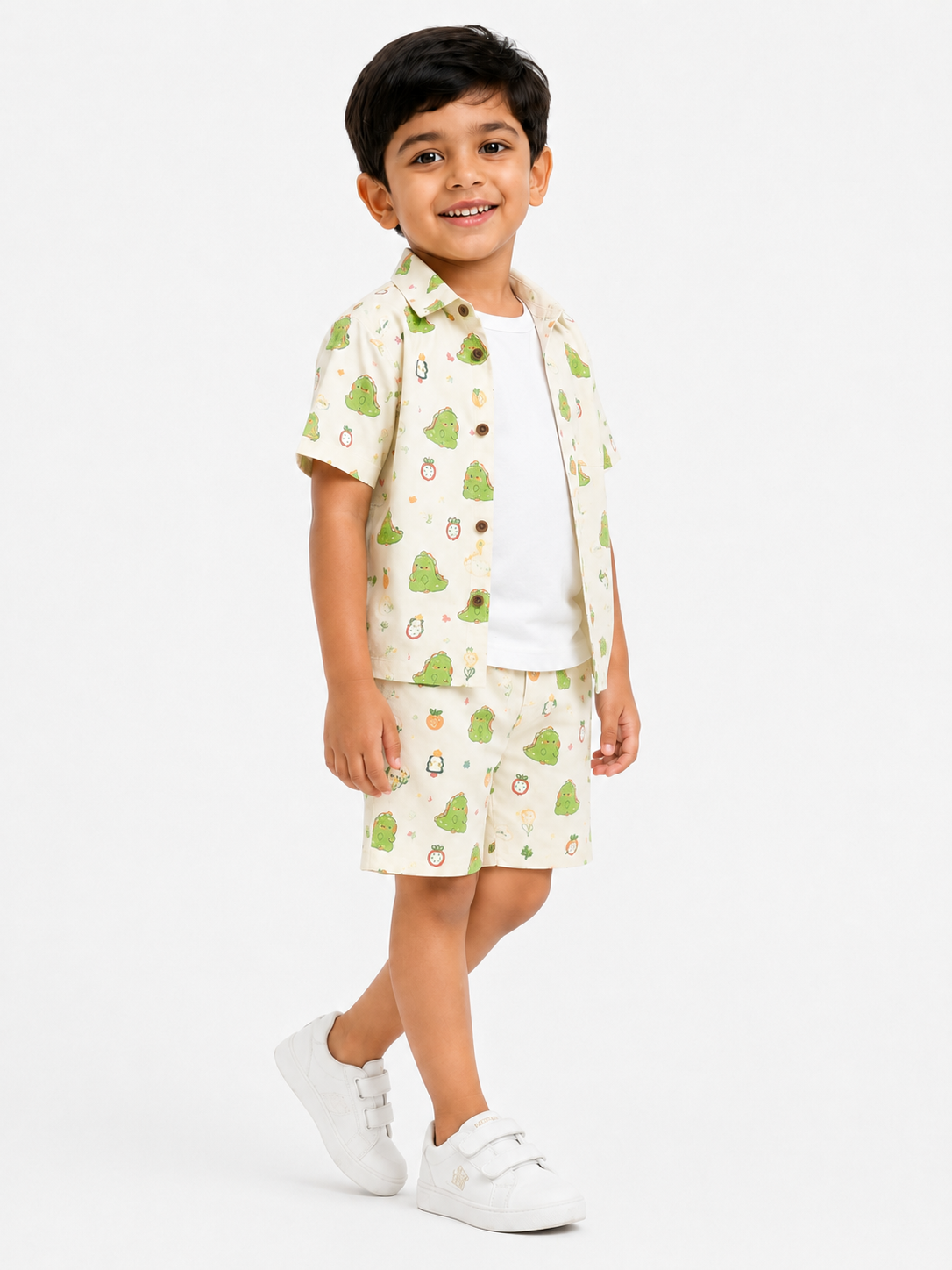Boys' Playful Dinosaur Print Poly-Knit Baba Suit