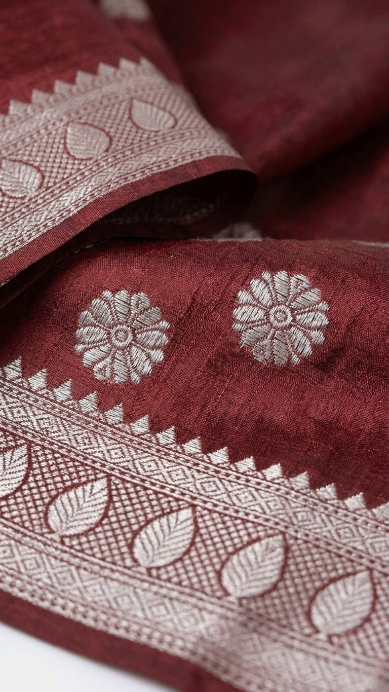 Maroon Woven Design Zari Banarasi Saree