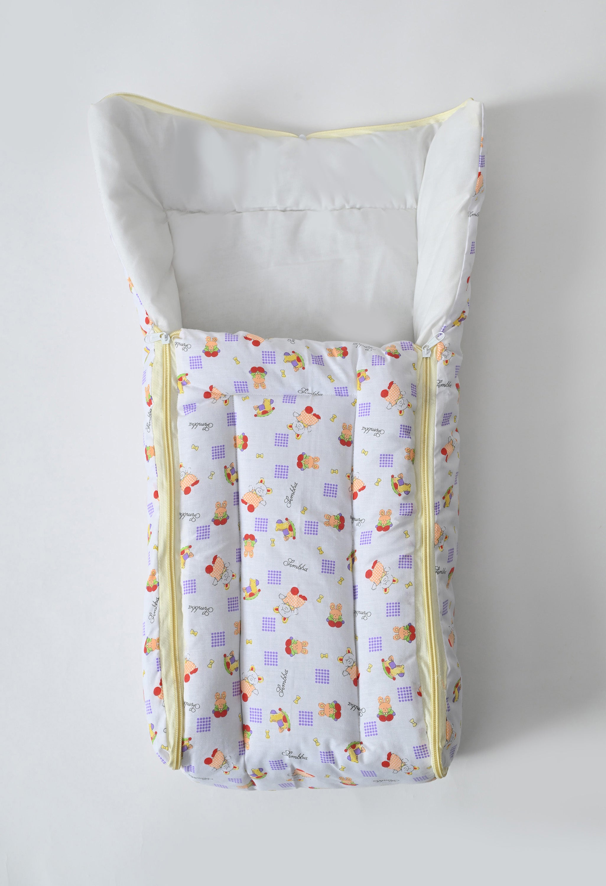 Unisex 5-Piece Newborn Baby Bedding Combo Set - Printed Mattress with Mosquito Net, Sleeping Bag, and Bolsters