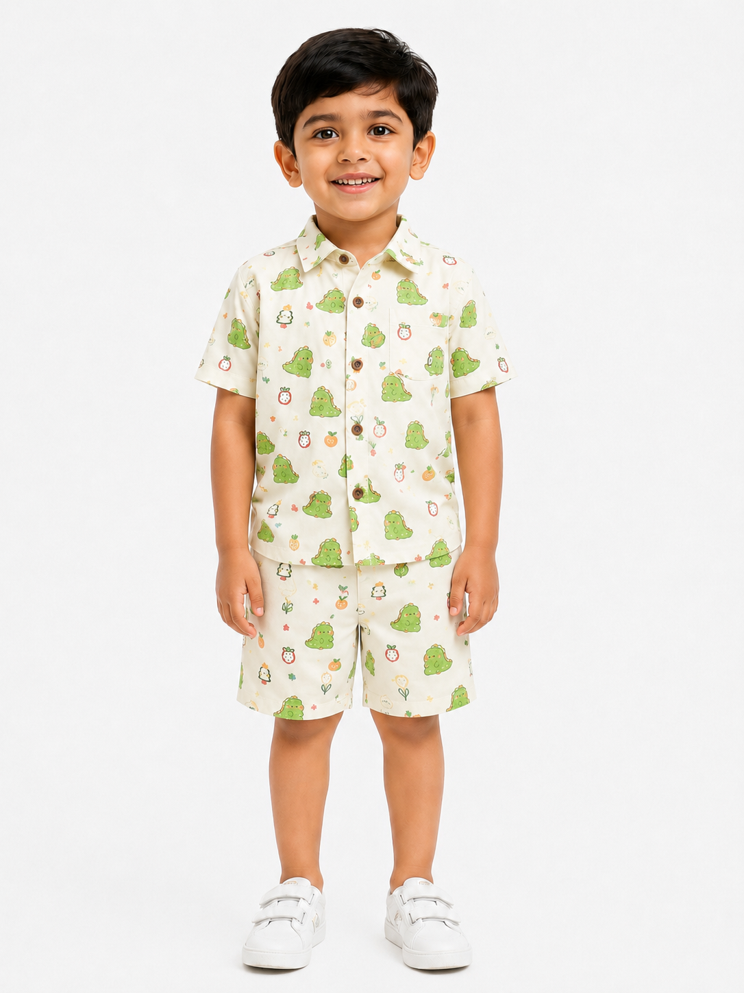Boys' Playful Dinosaur Print Poly-Knit Baba Suit