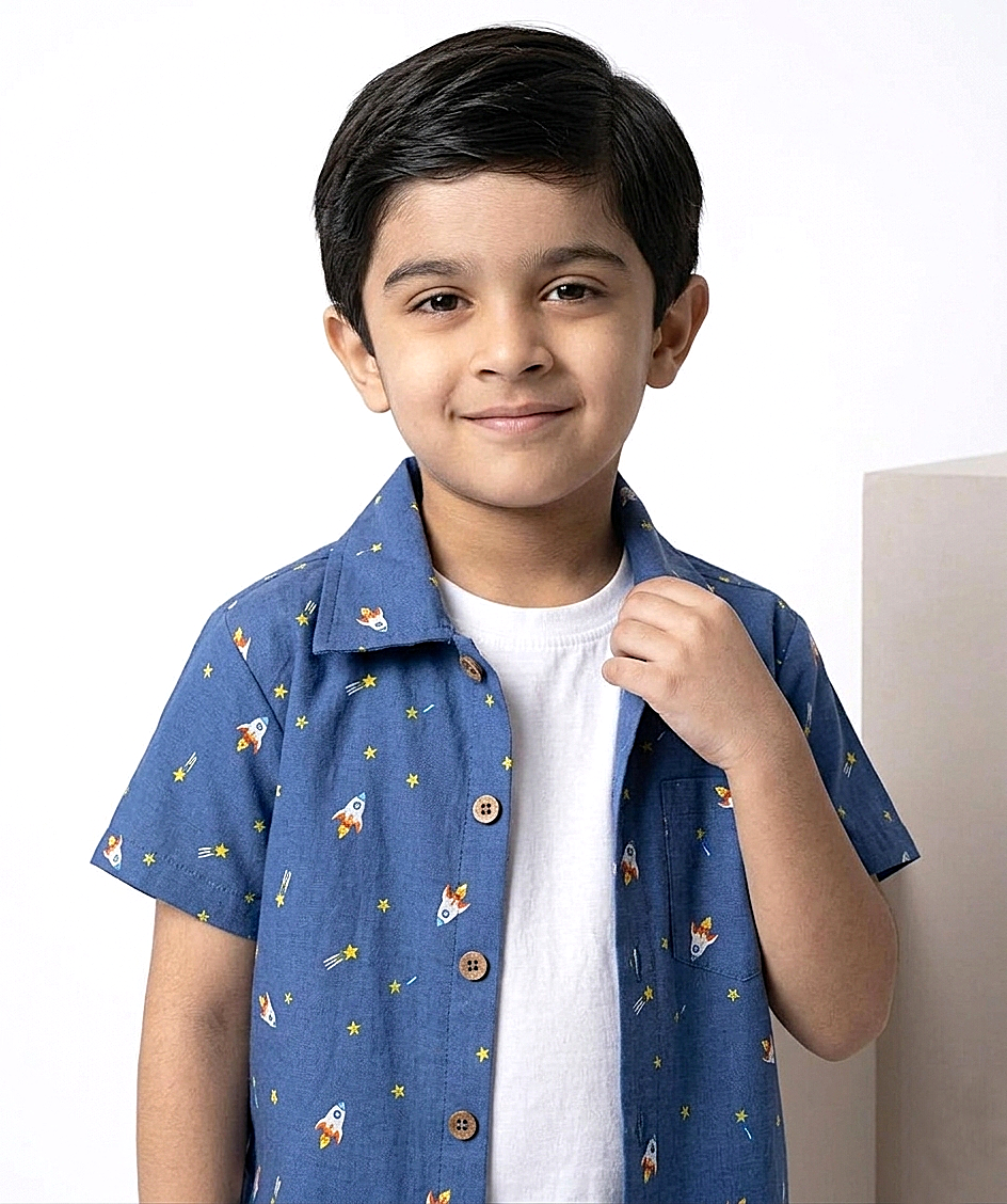 Boys' 3-Piece Rocket Print Poly-Knit Baba Suit
