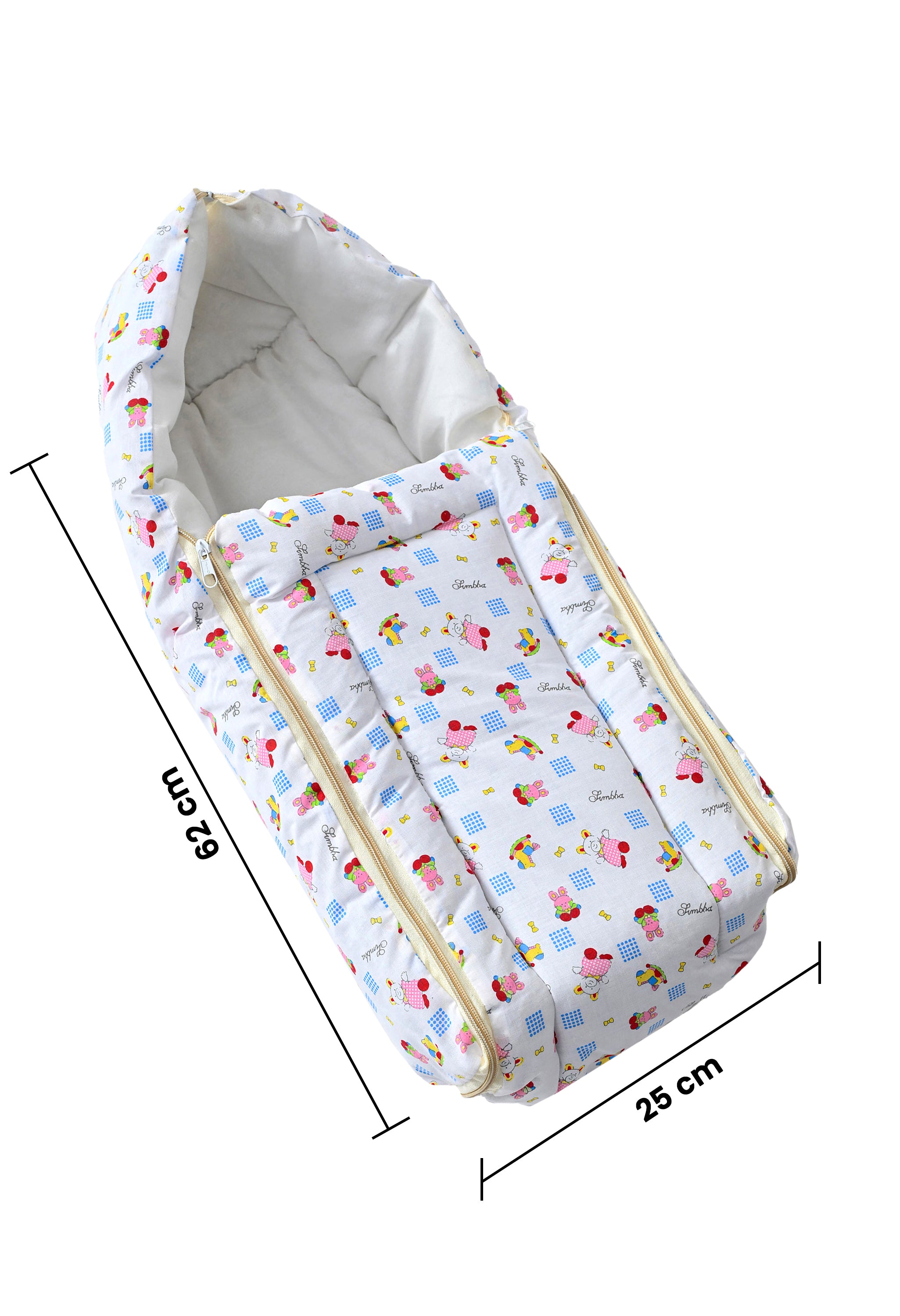 Unisex 5-Piece Newborn Baby Bedding Combo Set - Printed Mattress with Mosquito Net, Sleeping Bag, and Bolsters