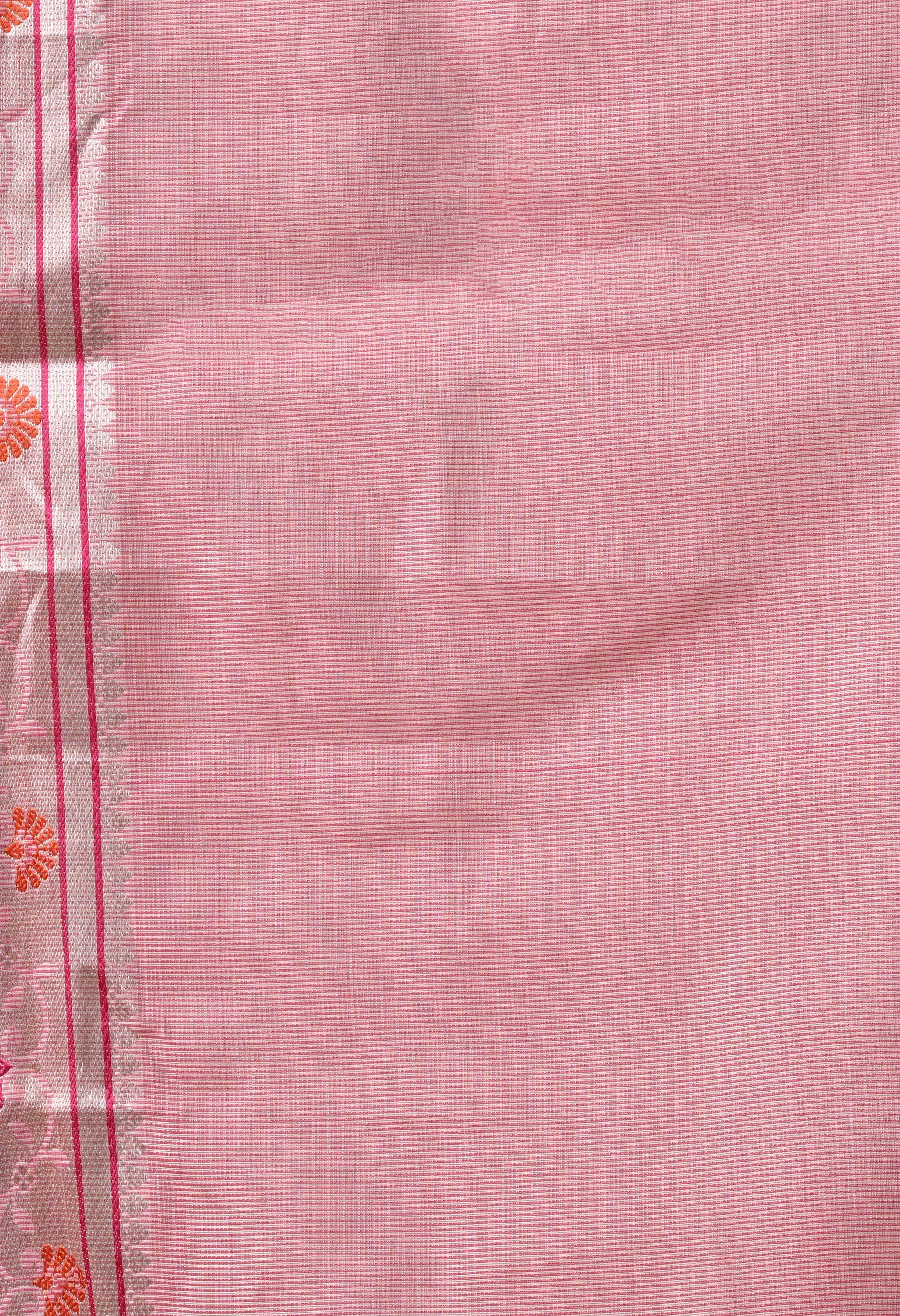 Pastel Mint Green Pure Cotton Saree with Festive Pink and Orange Border