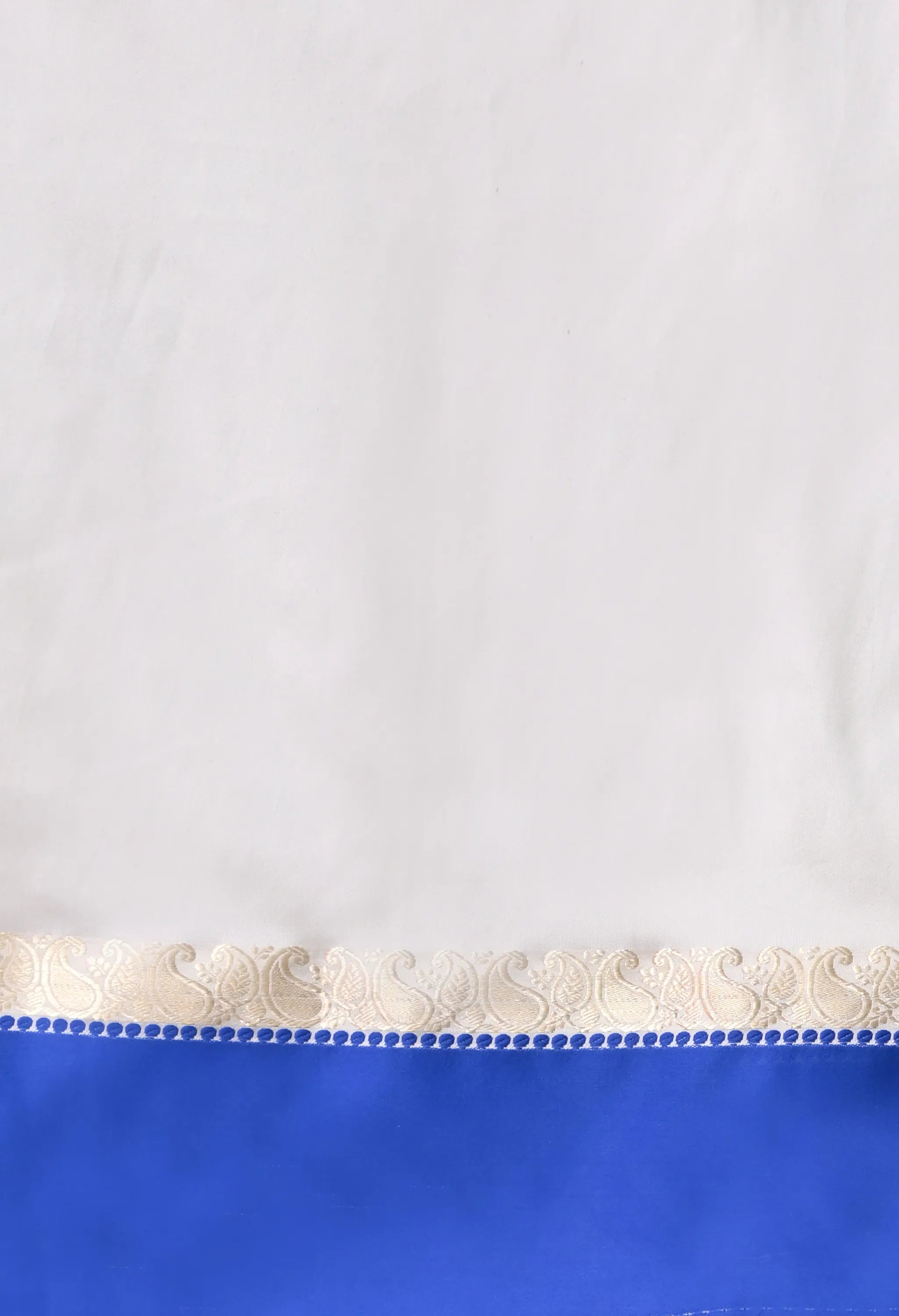 Graceful Off-White and Royal Blue Silk Blend Saree