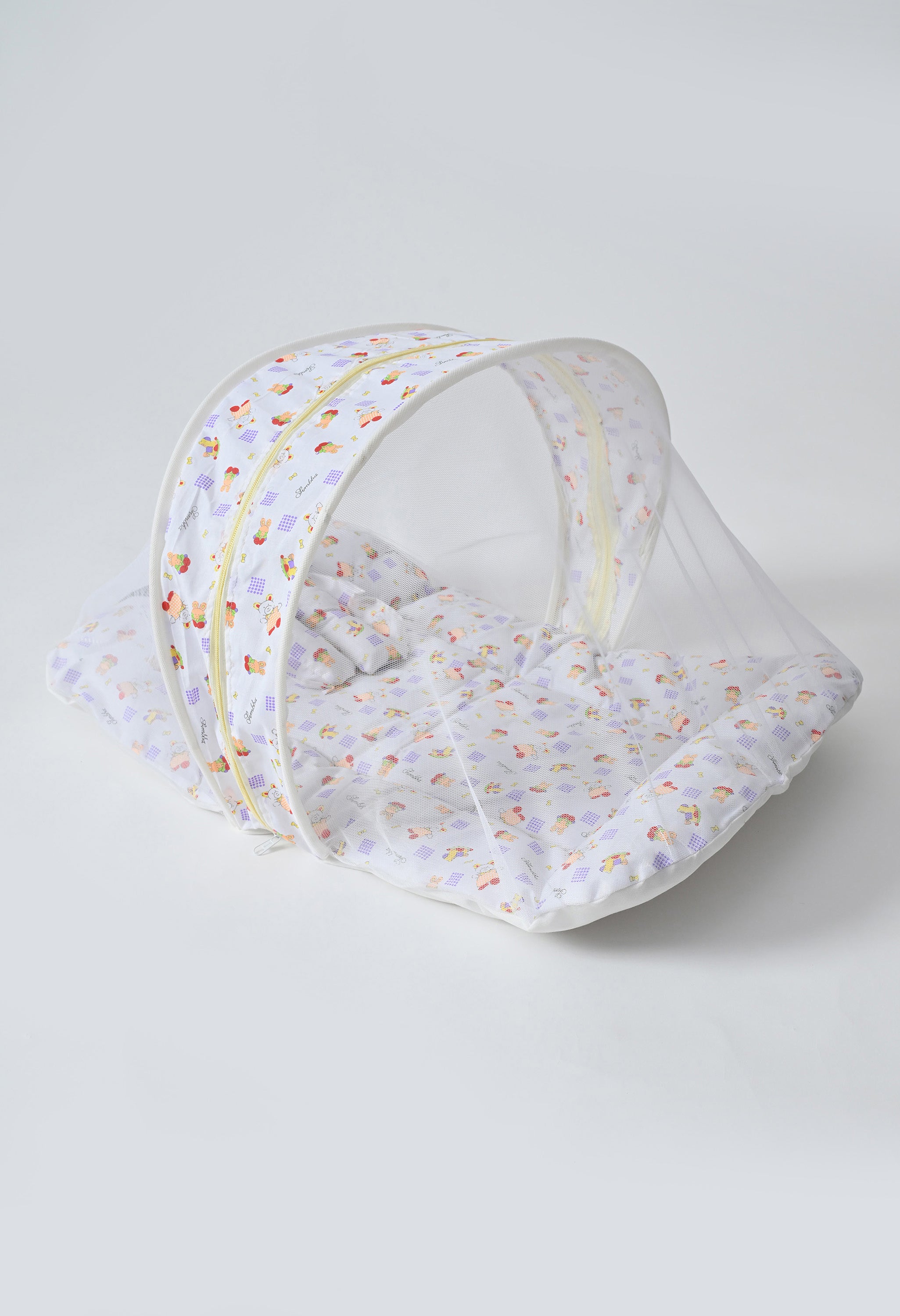 Unisex 5-Piece Newborn Baby Bedding Combo Set - Printed Mattress with Mosquito Net, Sleeping Bag, and Bolsters