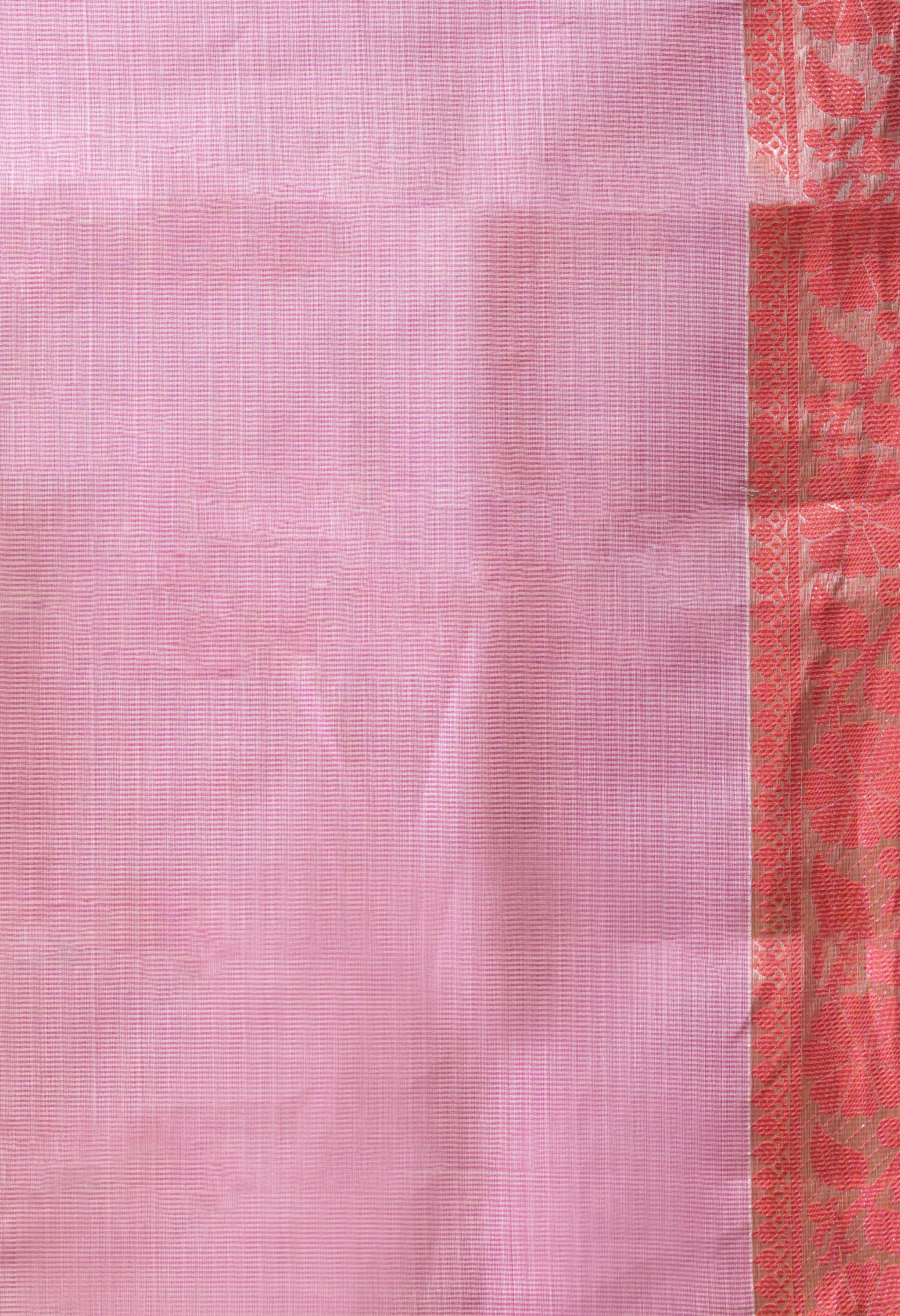 Pure Cotton Saree in Beige with Zari Border and Contrast Rani Pink Pallu