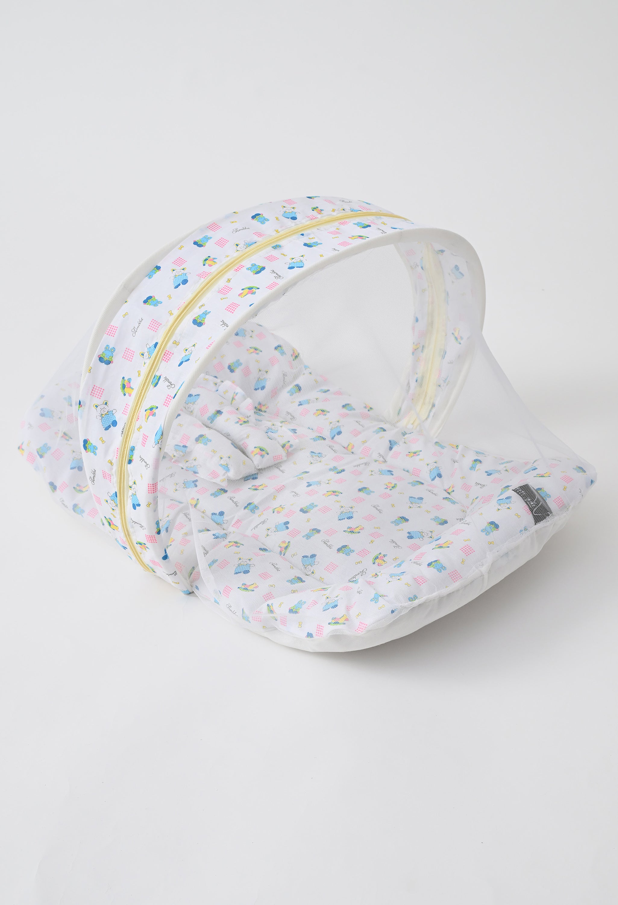 Unisex 5-Piece Newborn Baby Bedding Combo Set - Printed Mattress with Mosquito Net, Sleeping Bag, and Bolsters