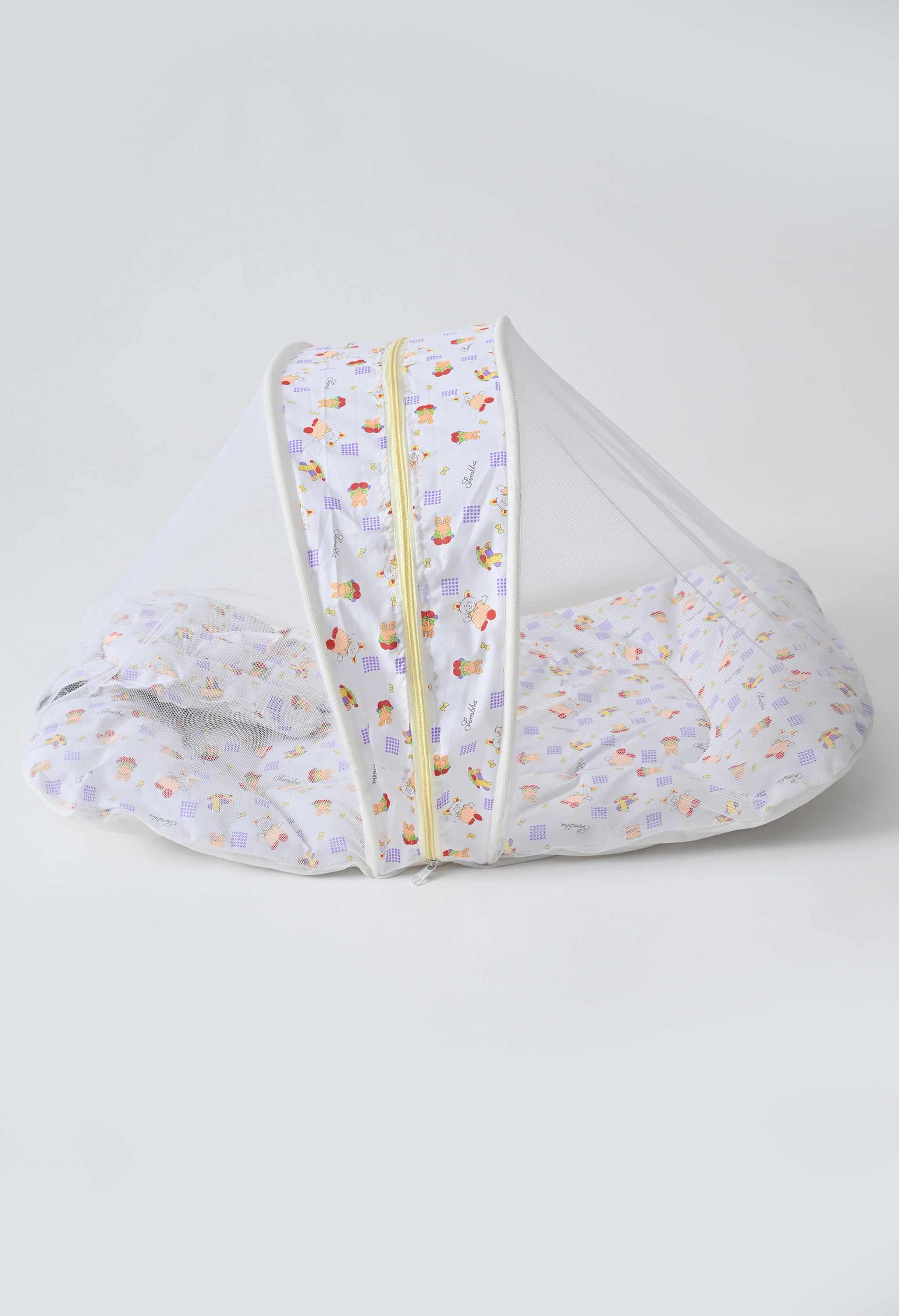 Unisex 5-Piece Newborn Baby Bedding Combo Set - Printed Mattress with Mosquito Net, Sleeping Bag, and Bolsters