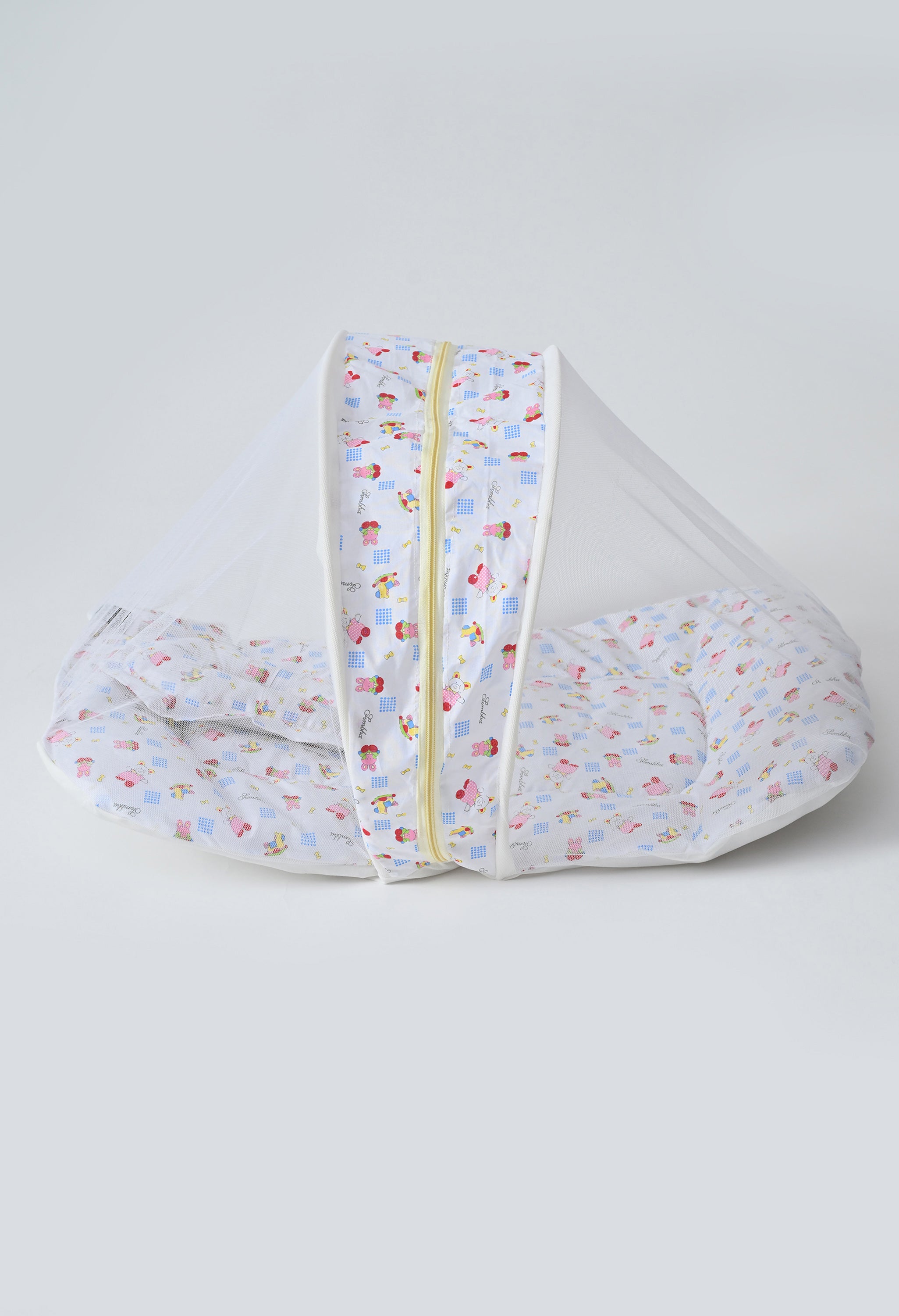 Unisex 5-Piece Newborn Baby Bedding Combo Set - Printed Mattress with Mosquito Net, Sleeping Bag, and Bolsters