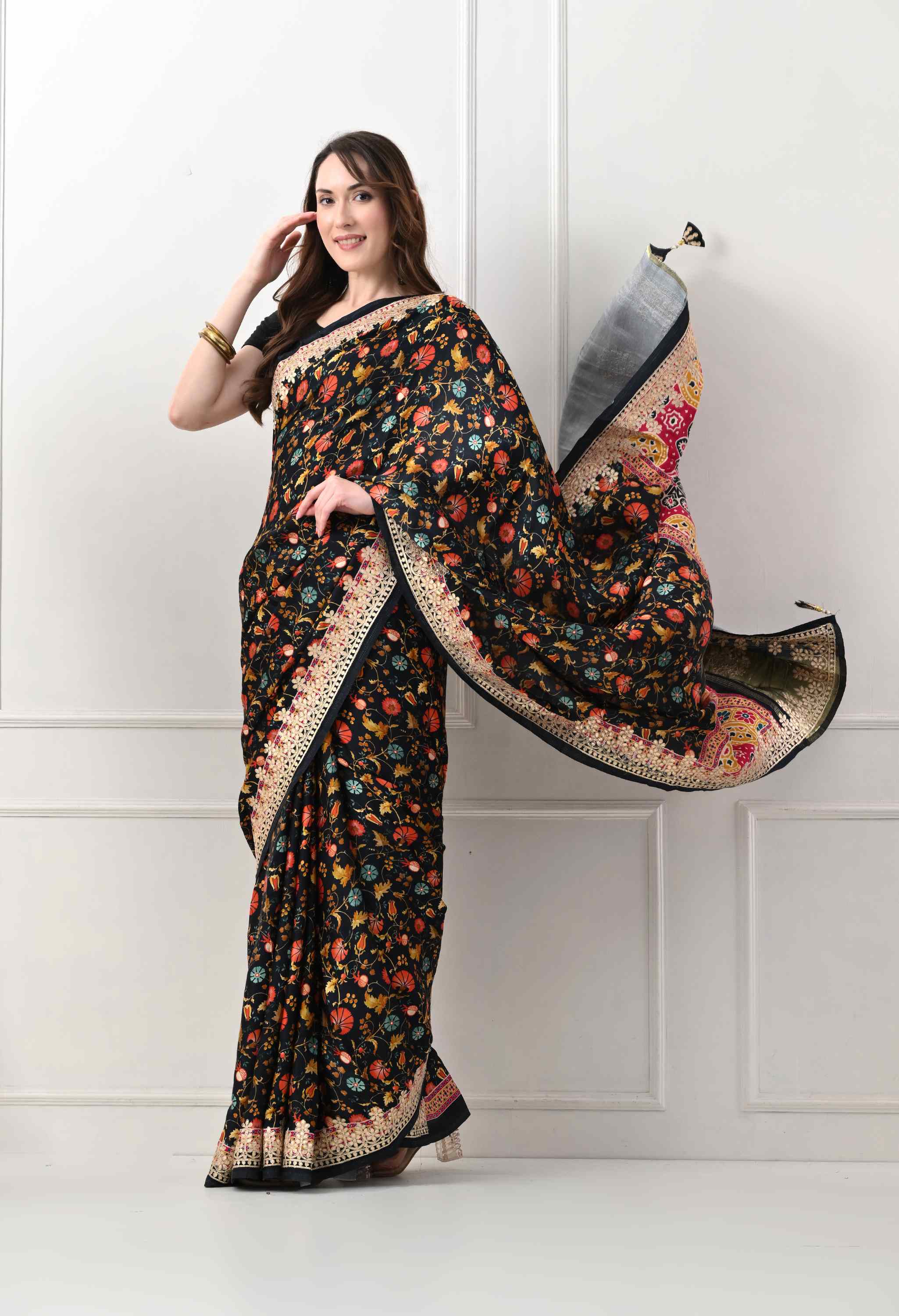 Ajrakh Print Modal Gajji Silk Saree