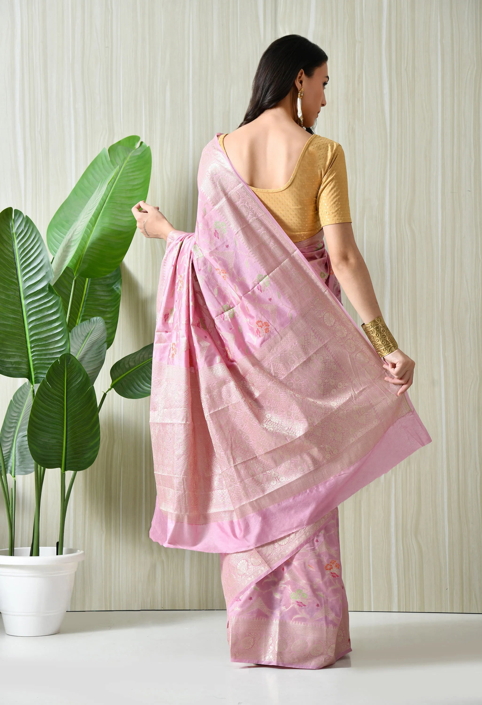 Banarasi Pink Silk Saree