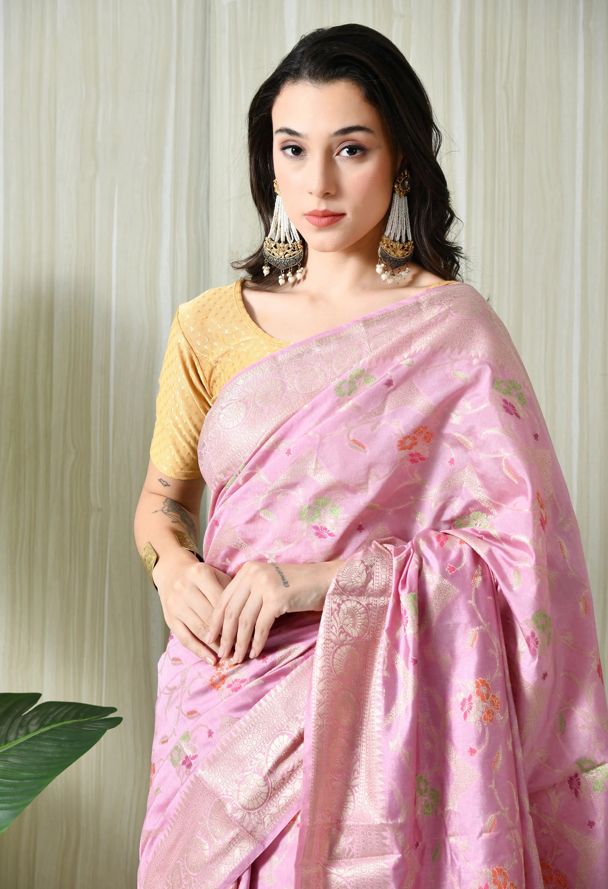 Banarasi Pink Silk Saree