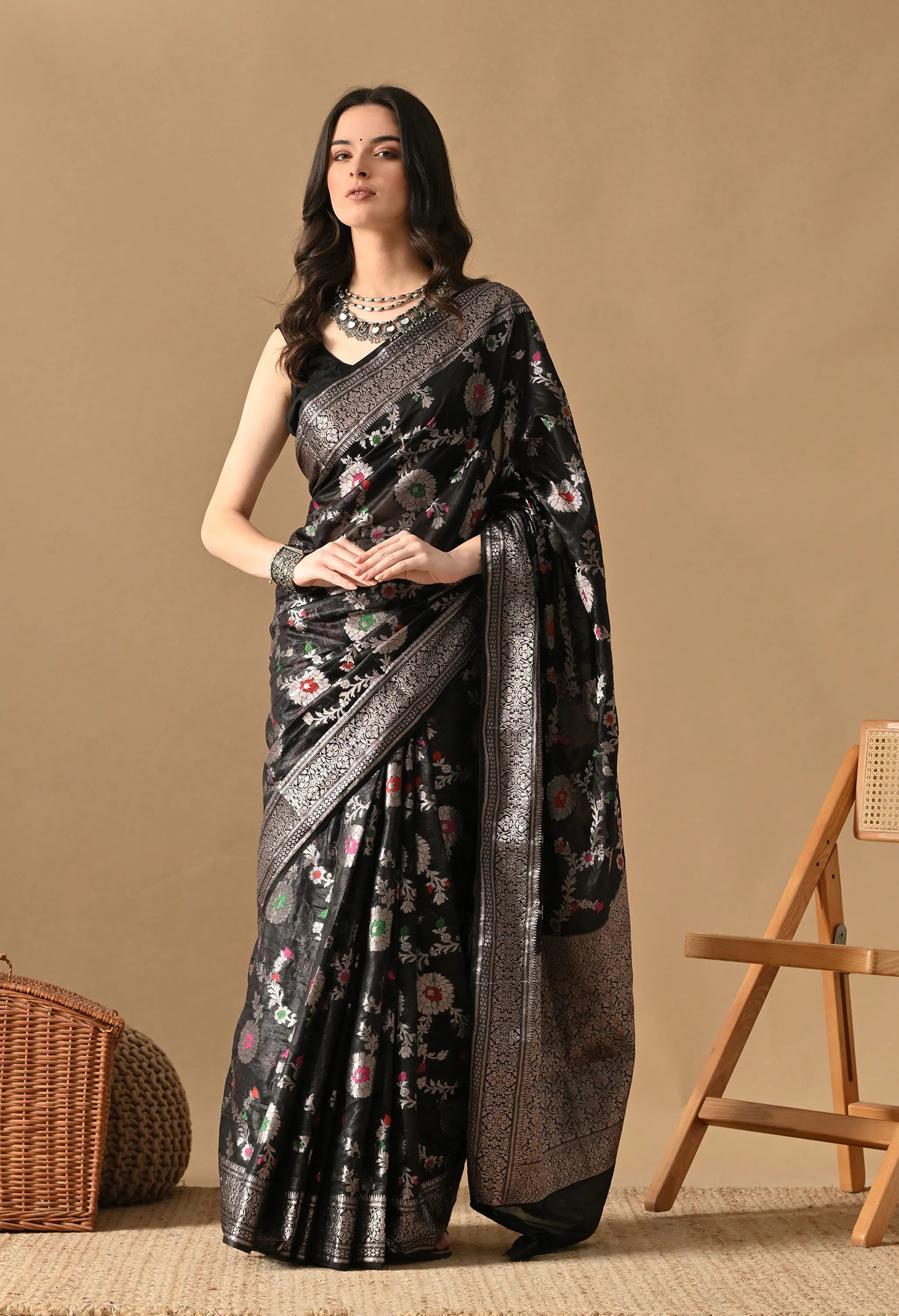 Banarasi Silk Black Saree