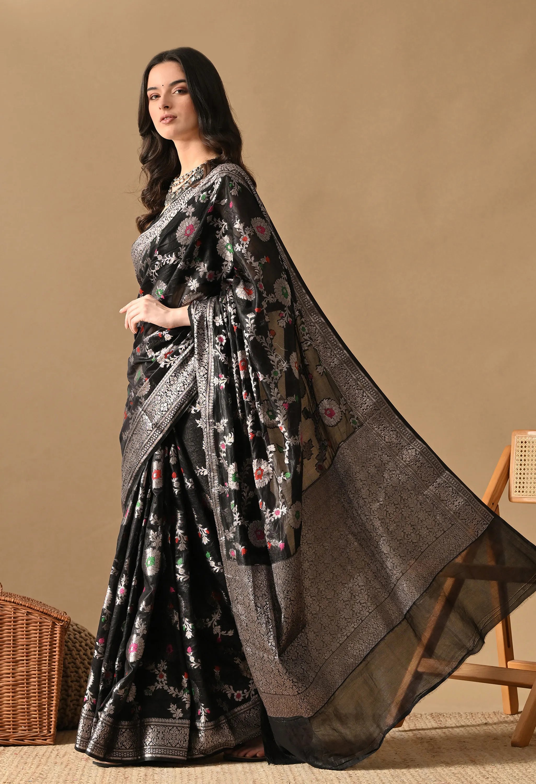 Banarasi Silk Black Saree