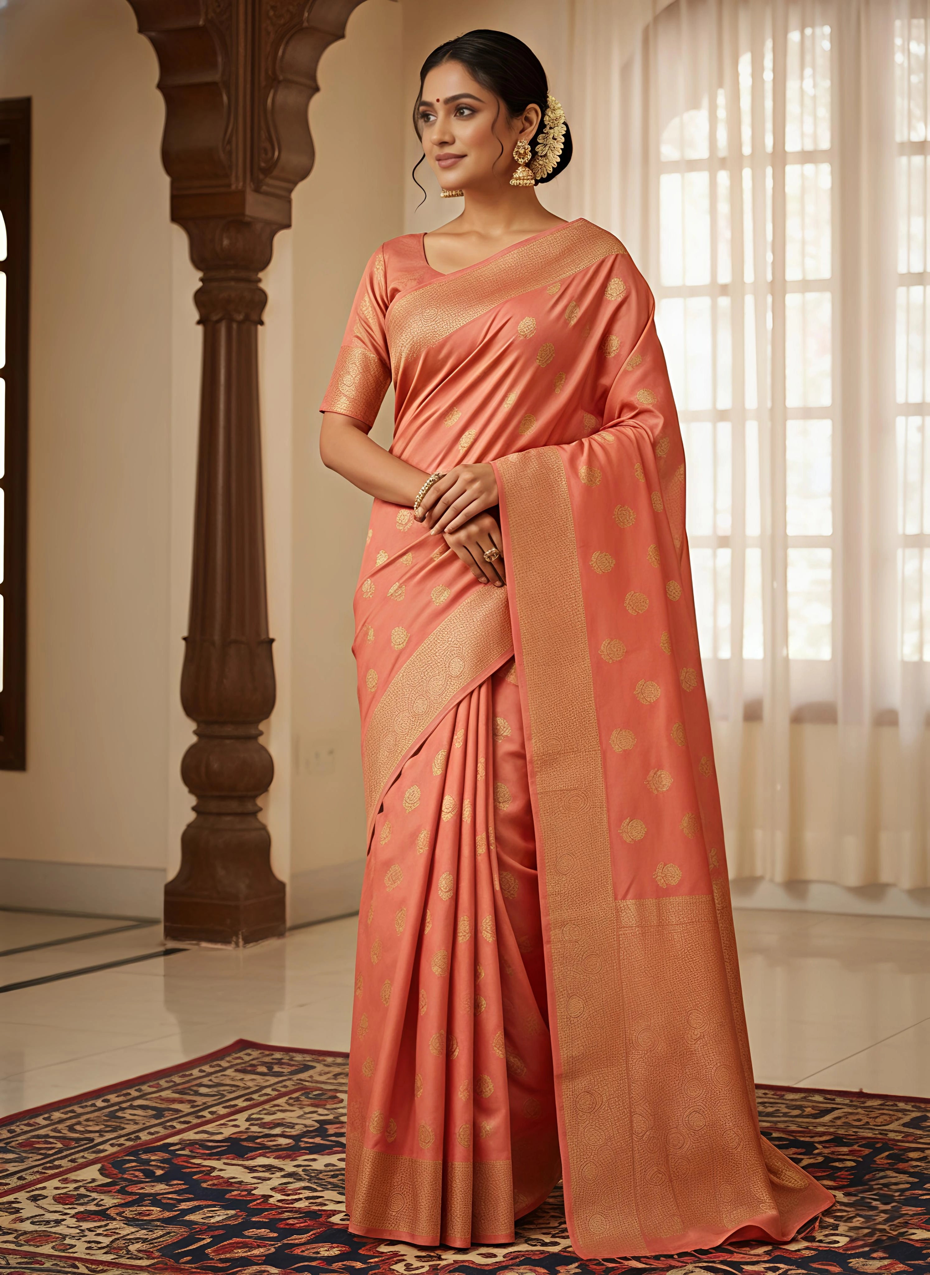 Banarasi Silk Blend Saree with Zari Work