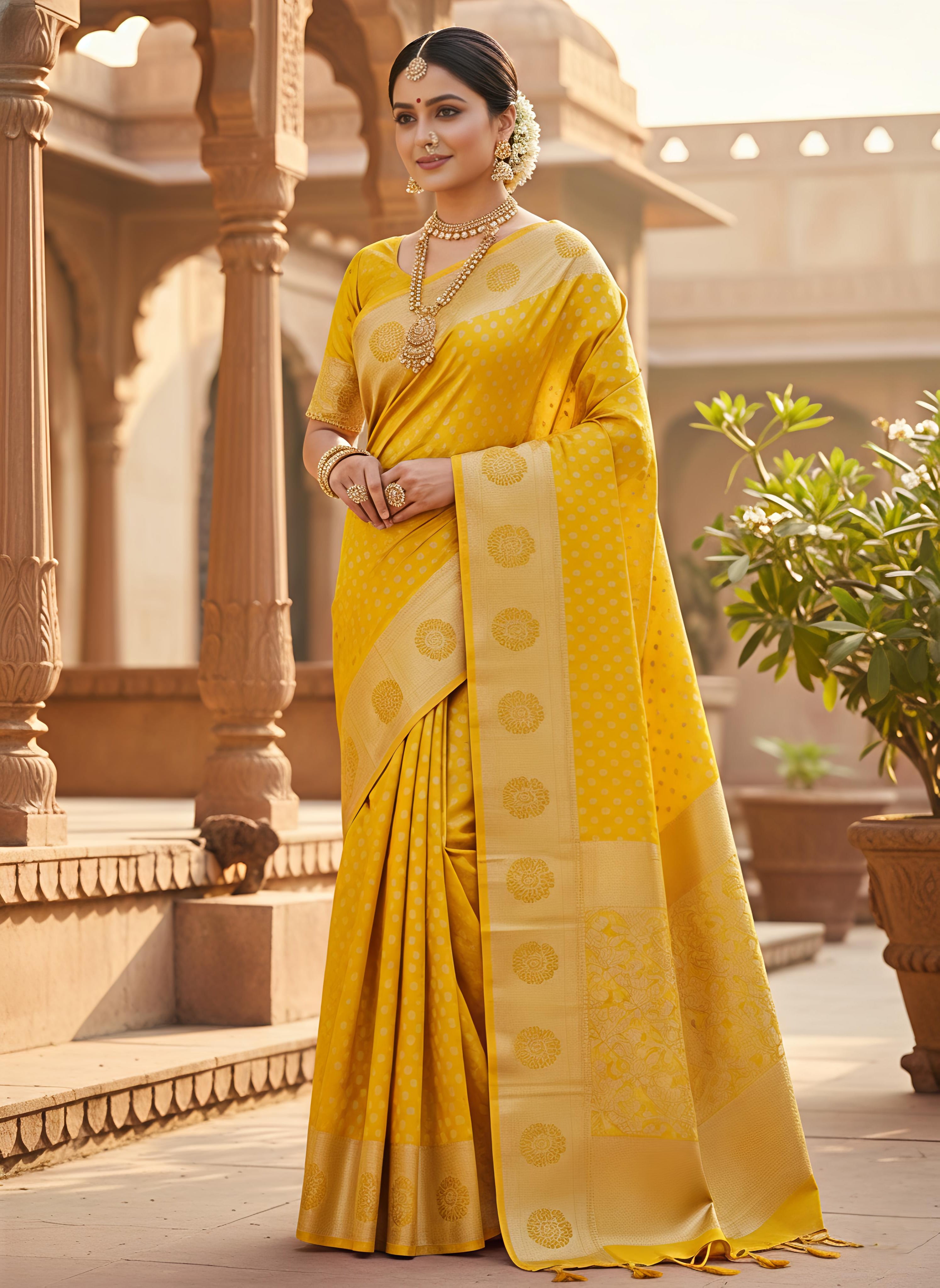Banarasi Silk Blend Saree with Zari Work