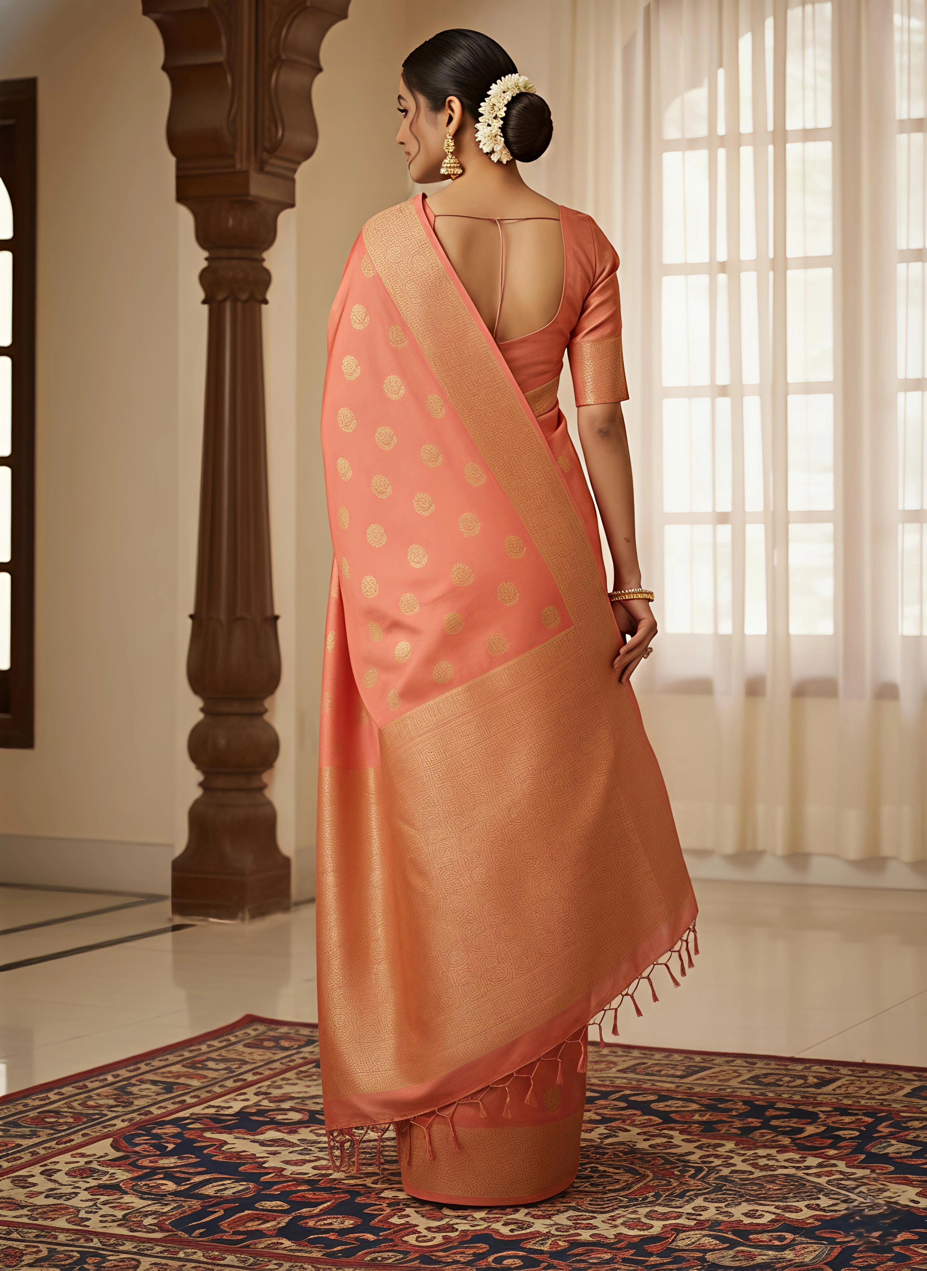 Banarasi Silk Blend Saree with Zari Work
