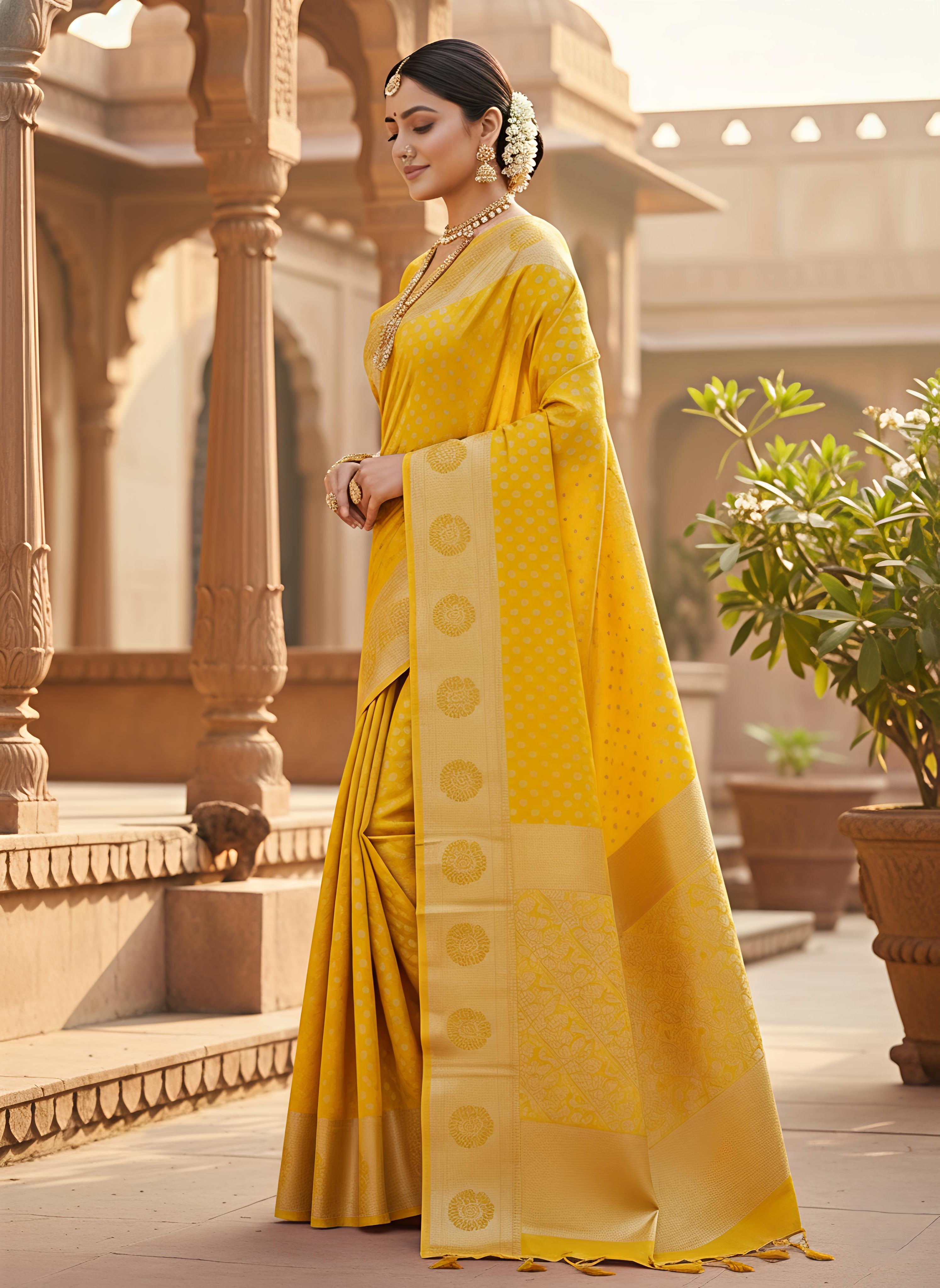 Banarasi Silk Blend Saree with Zari Work