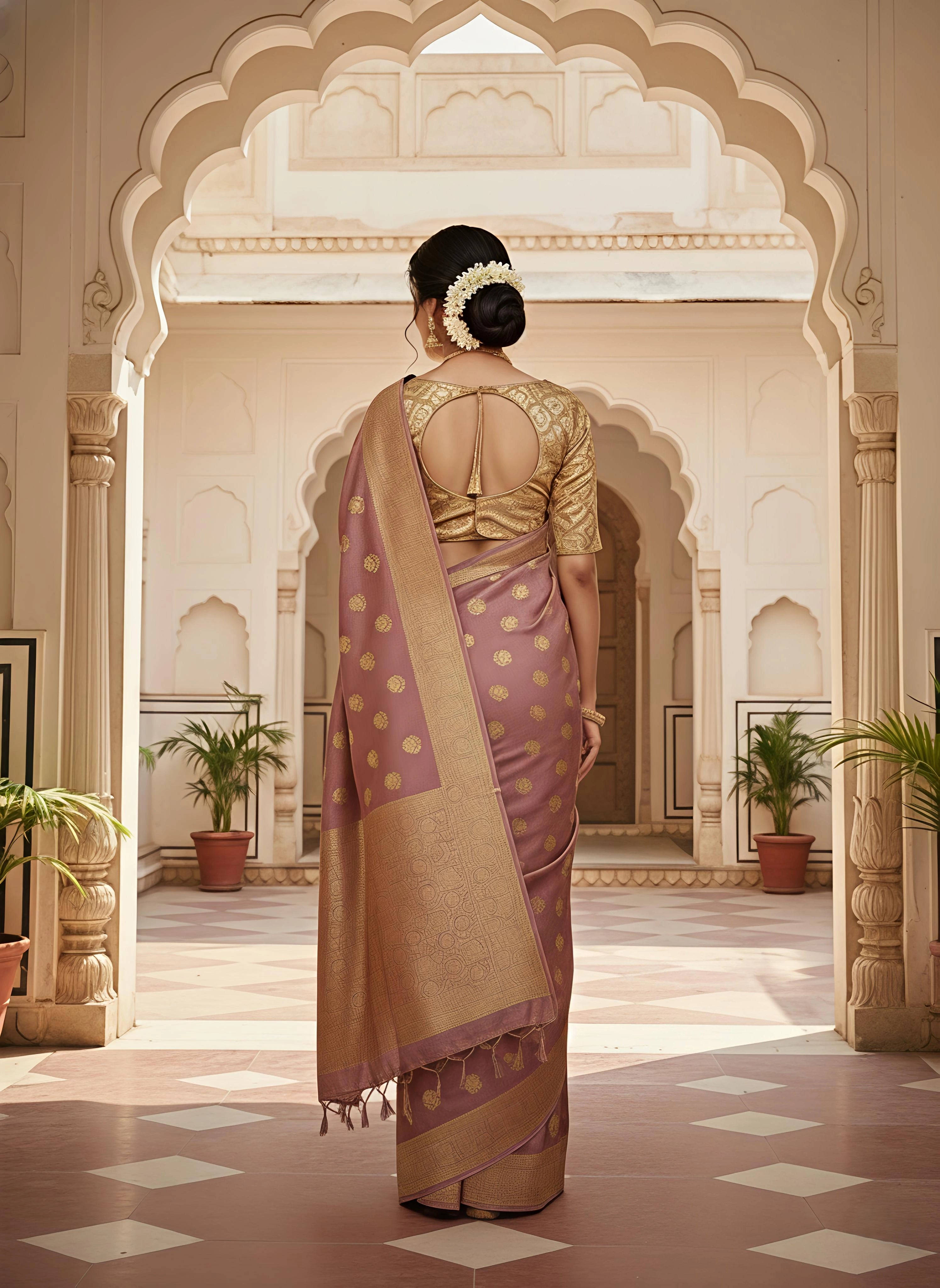 Banarasi Silk Blend Saree with Zari Work
