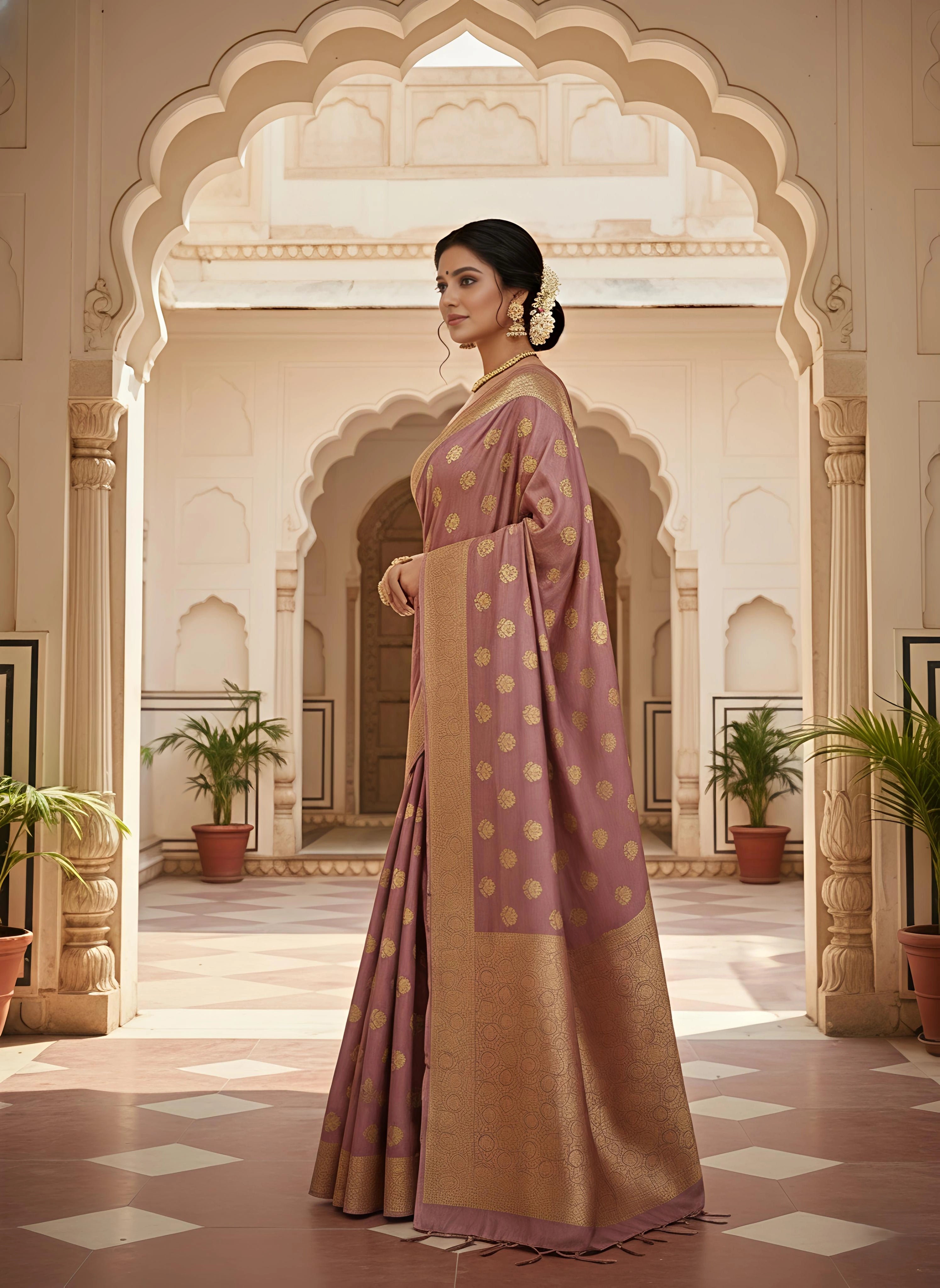 Banarasi Silk Blend Saree with Zari Work