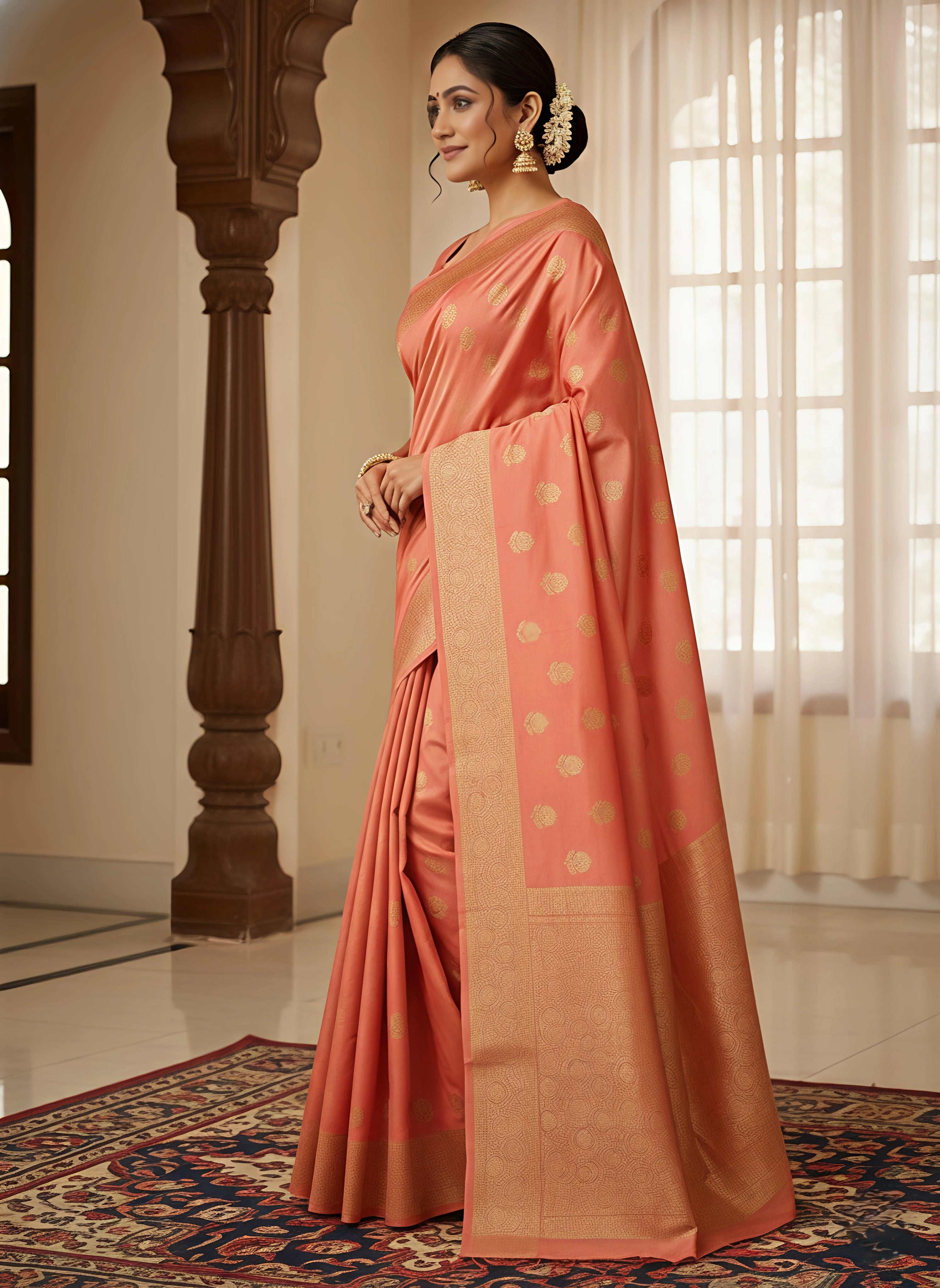 Banarasi Silk Blend Saree with Zari Work