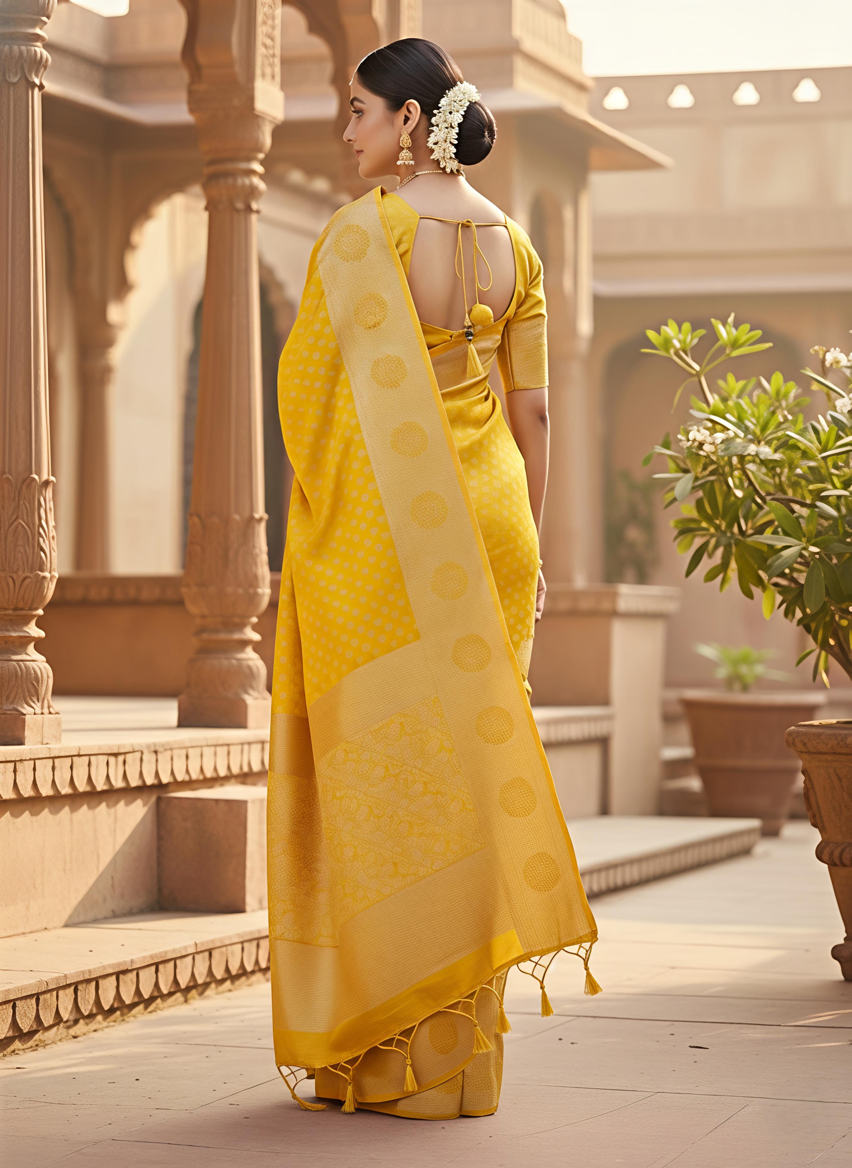 Banarasi Silk Blend Saree with Zari Work
