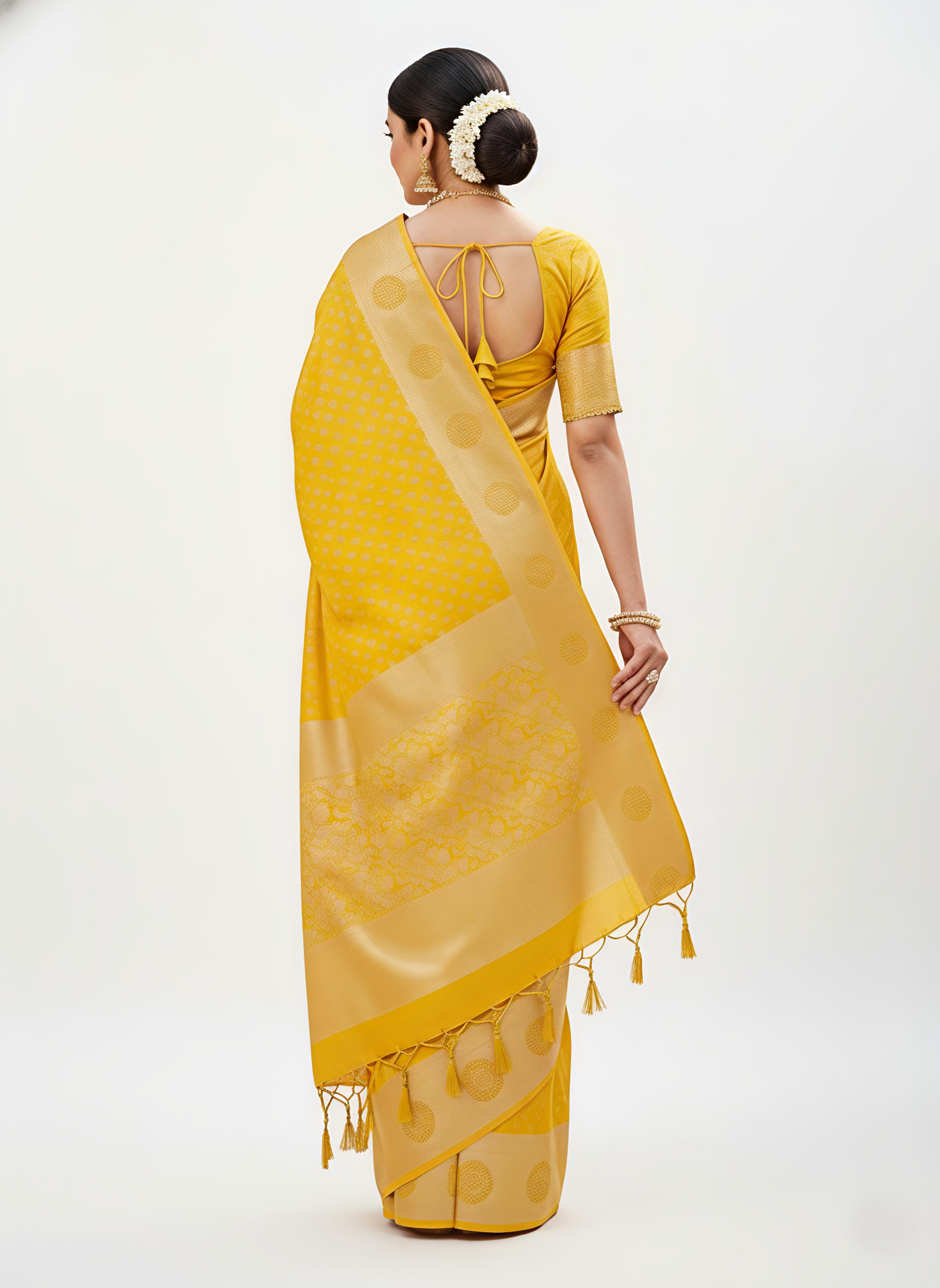 Banarasi Silk Blend Saree with Zari Work