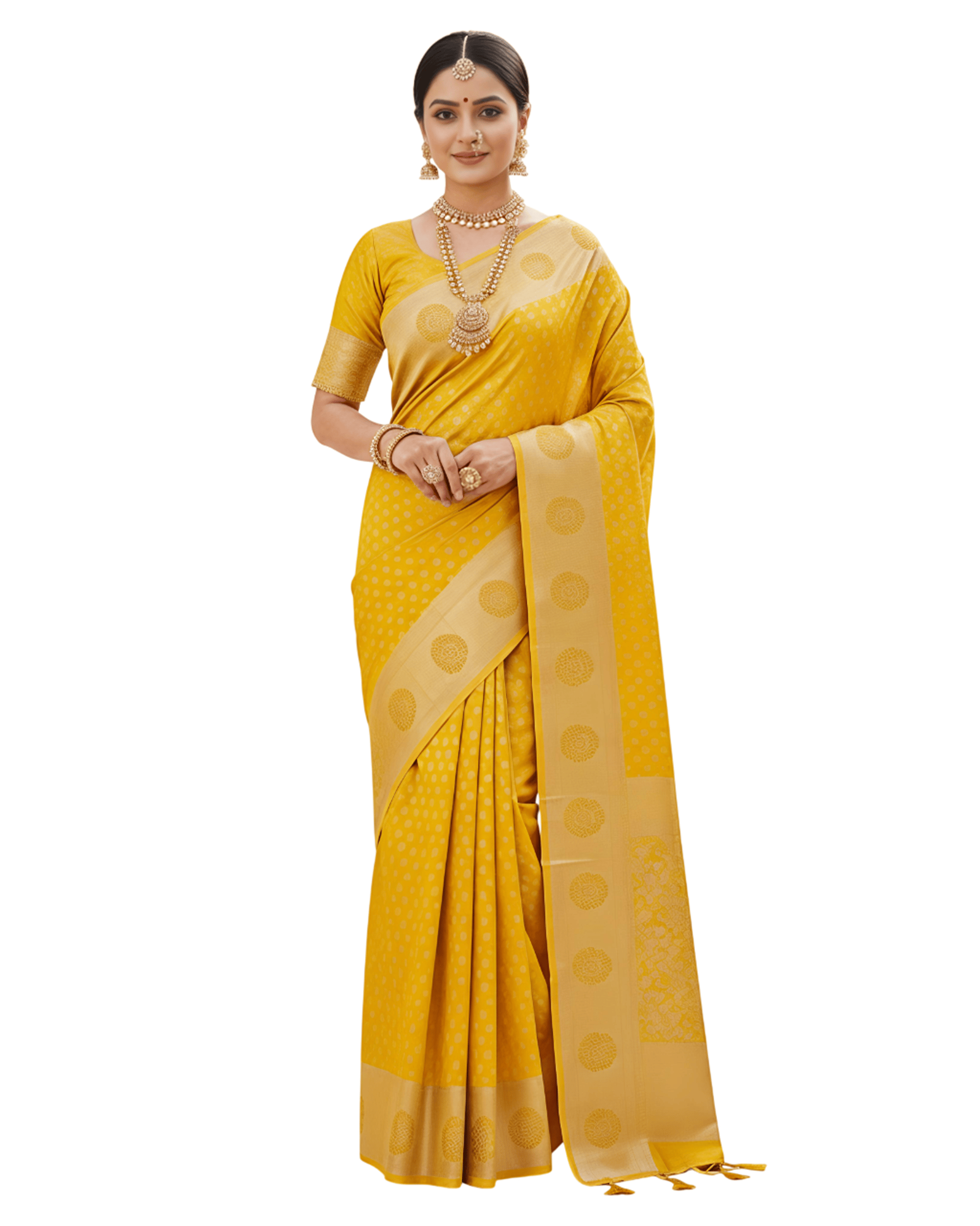Banarasi Silk Blend Saree with Zari Work