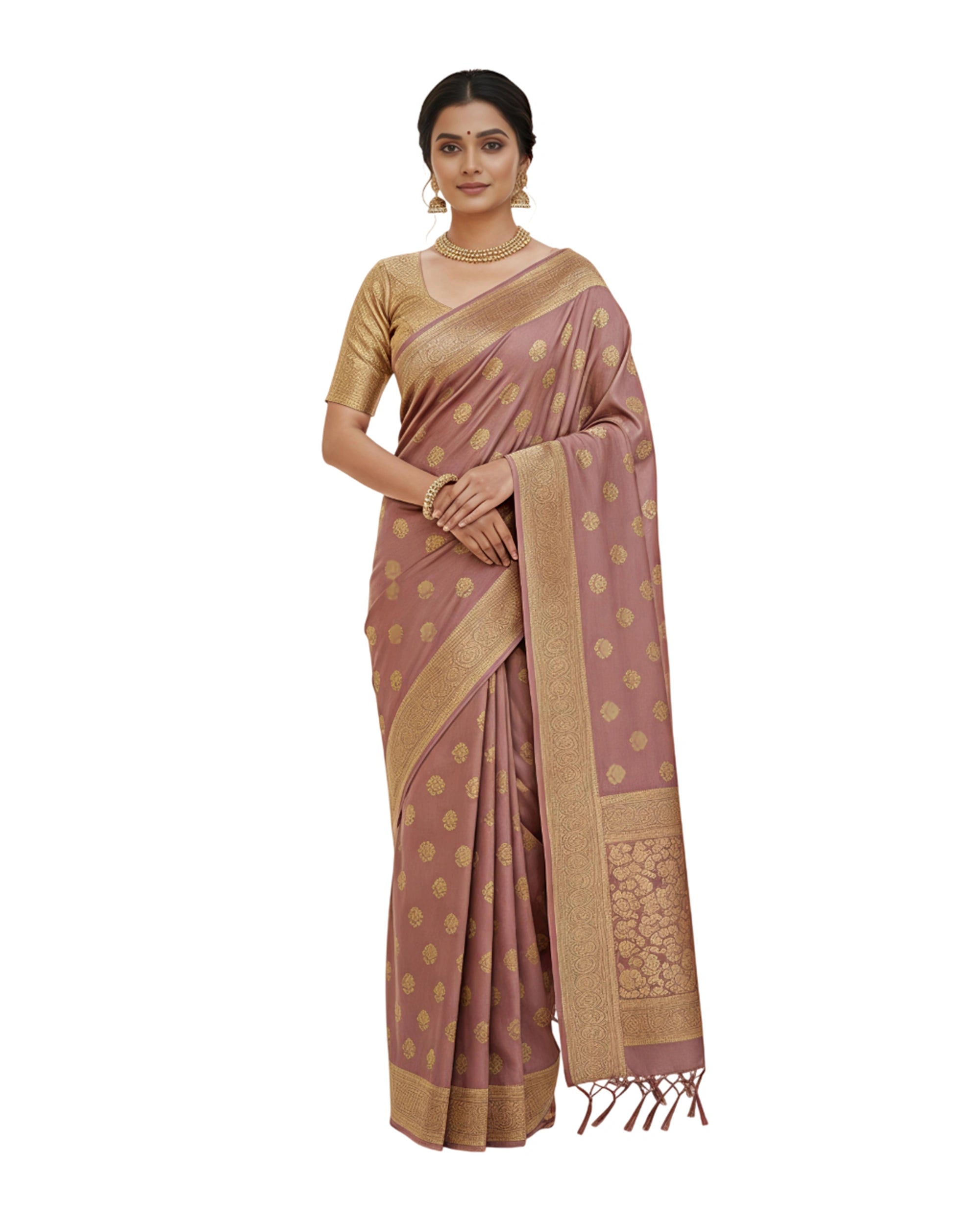 Banarasi Silk Blend Saree with Zari Work