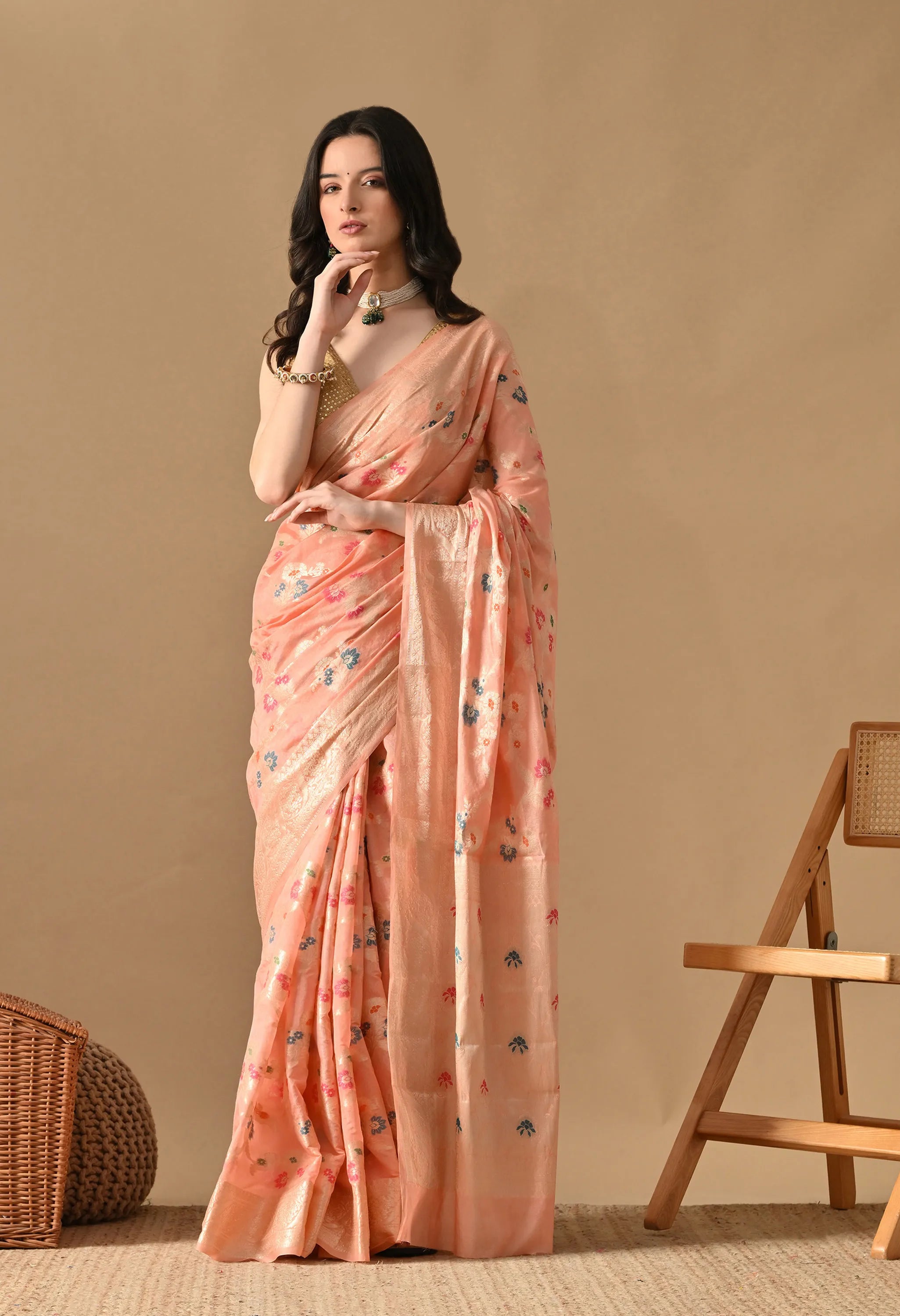 Banarasi Silk Peach Saree