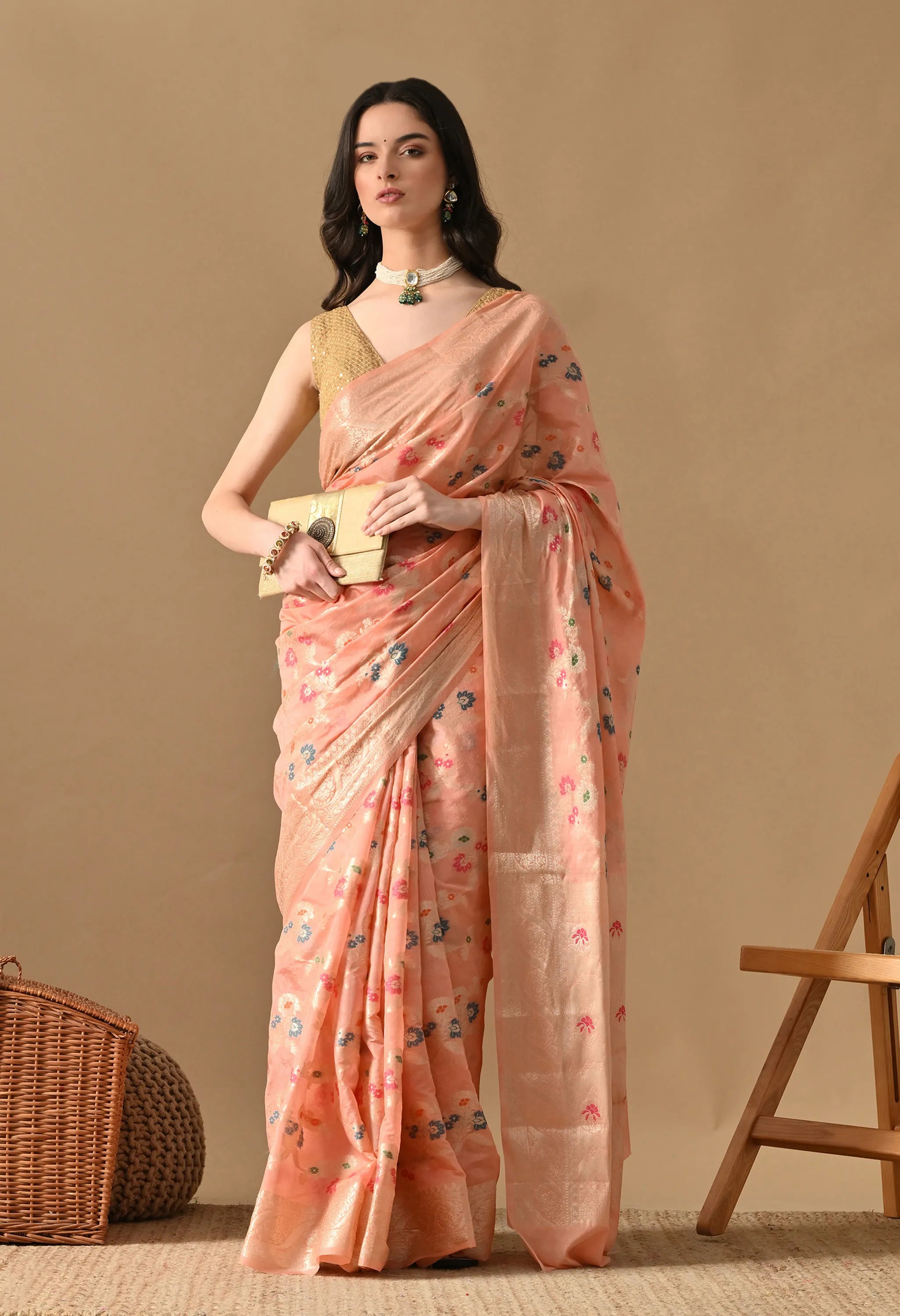 Banarasi Silk Peach Saree