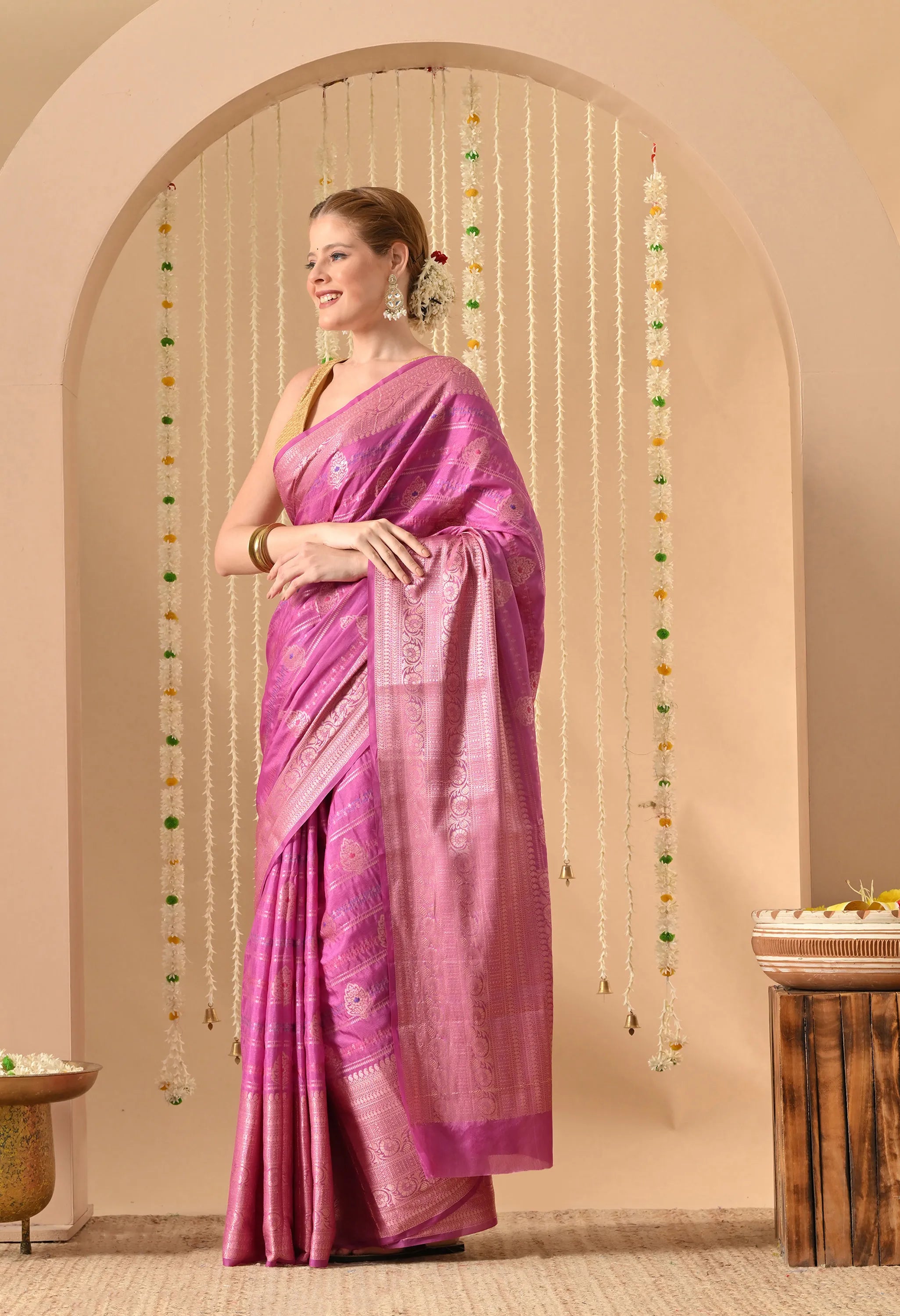 Banarasi Silk Pink Saree