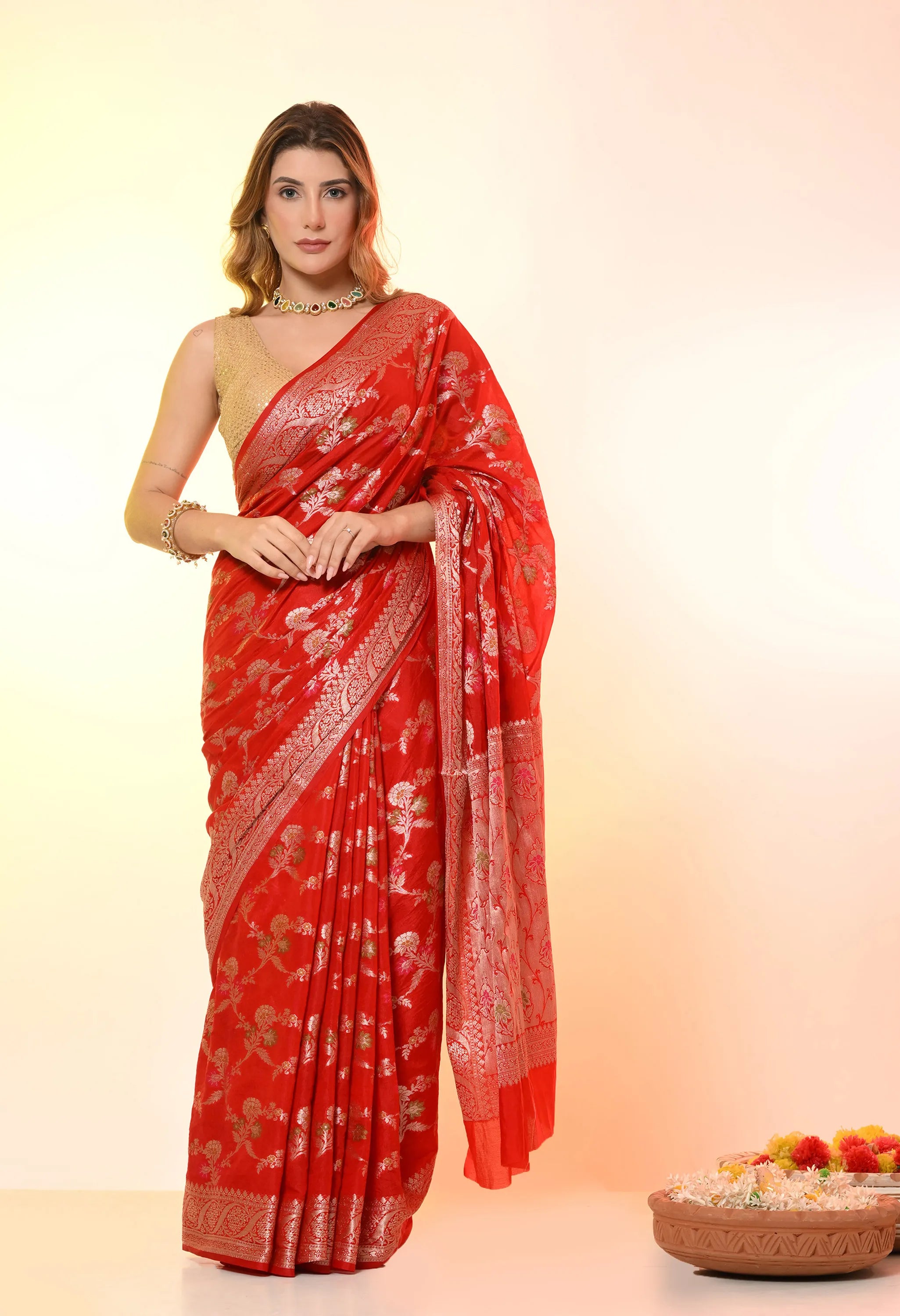 Banarasi Silk Red Saree