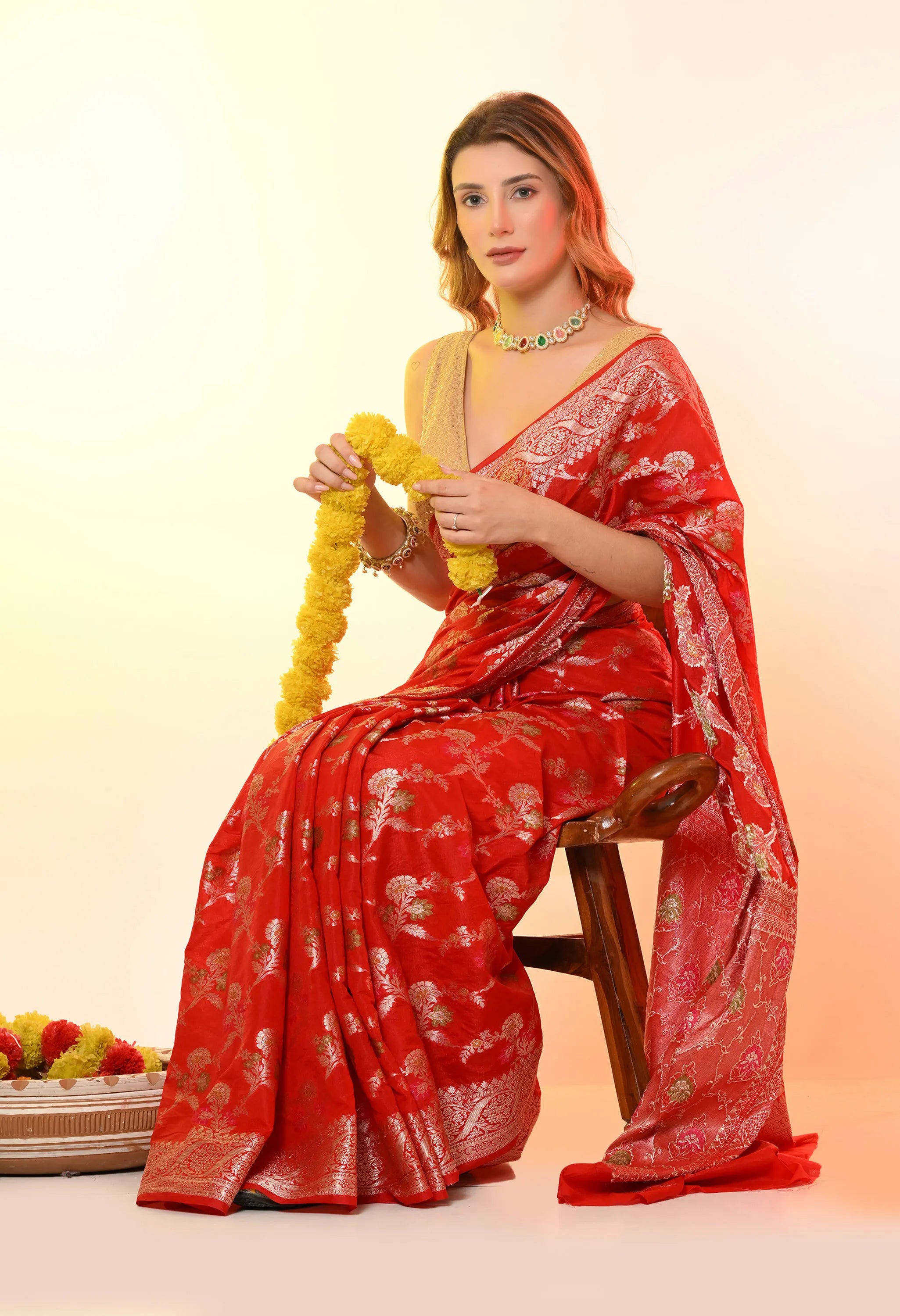 Banarasi Silk Red Saree