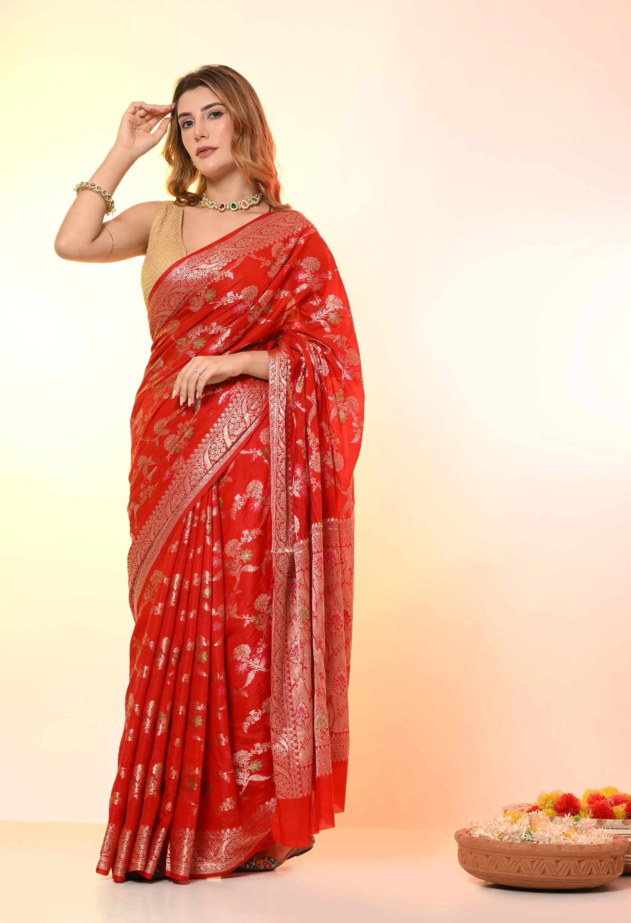 Banarasi Silk Red Saree