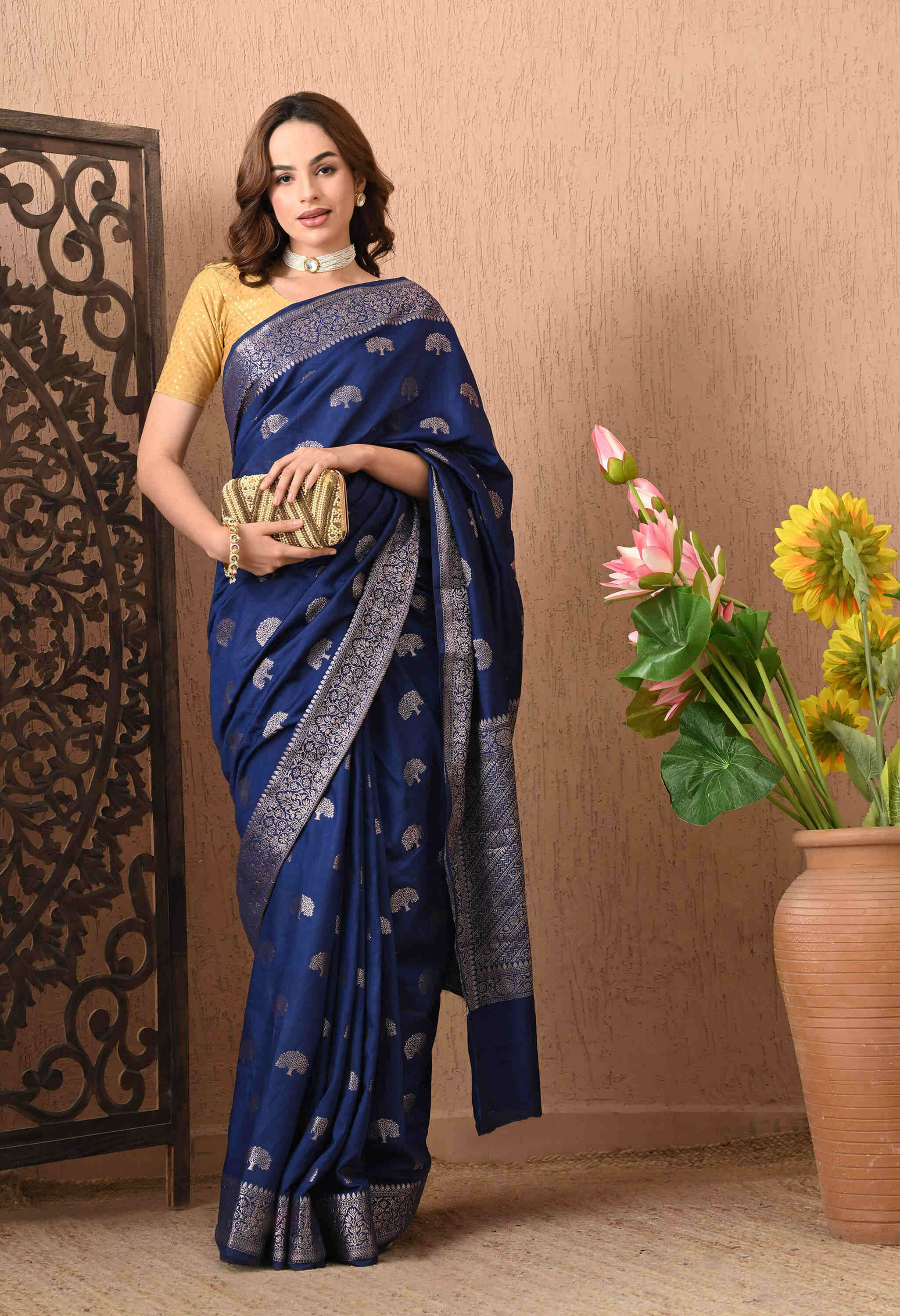 Banarasi silk Blue Saree jari Weave