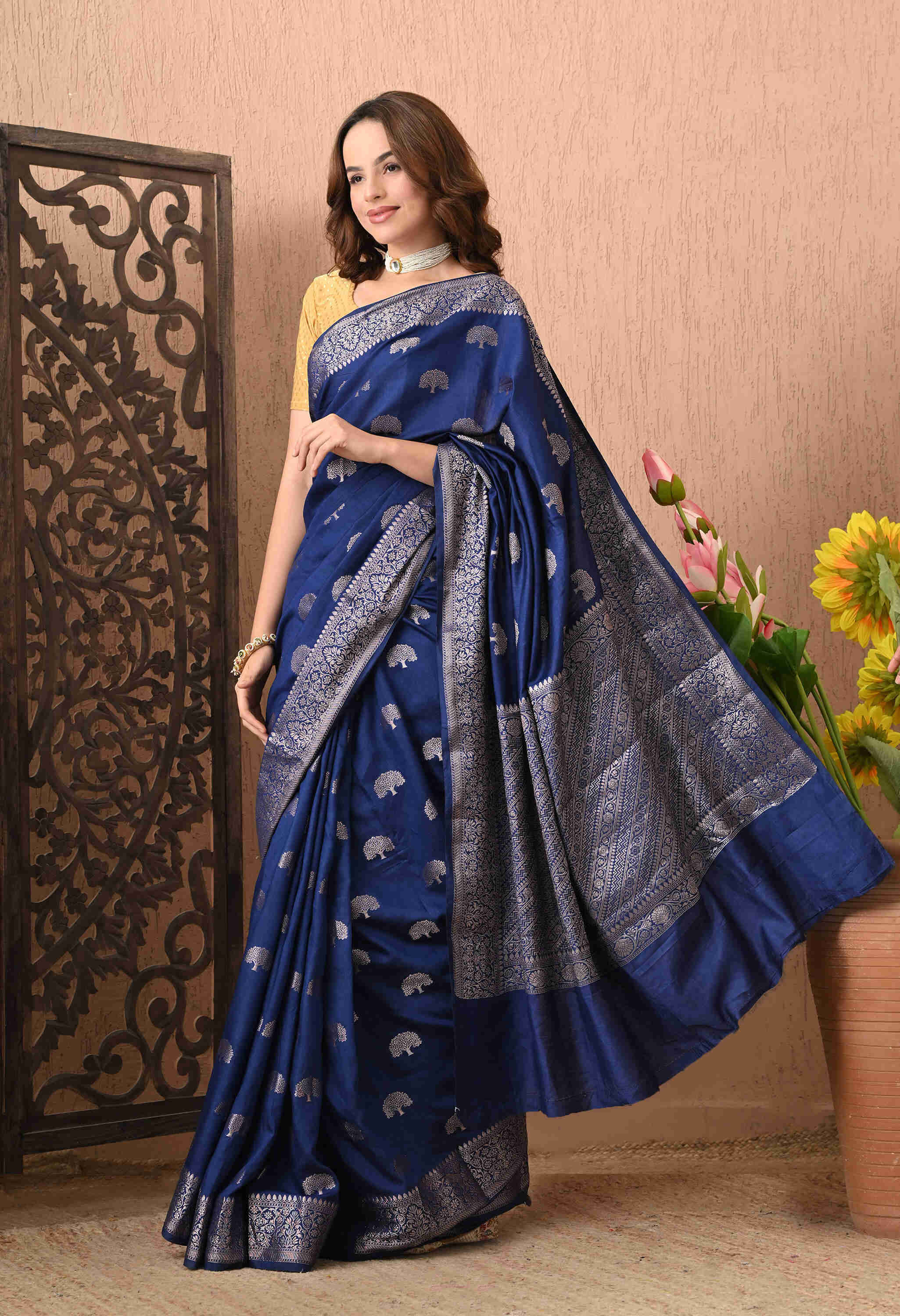 Banarasi silk Blue Saree jari Weave
