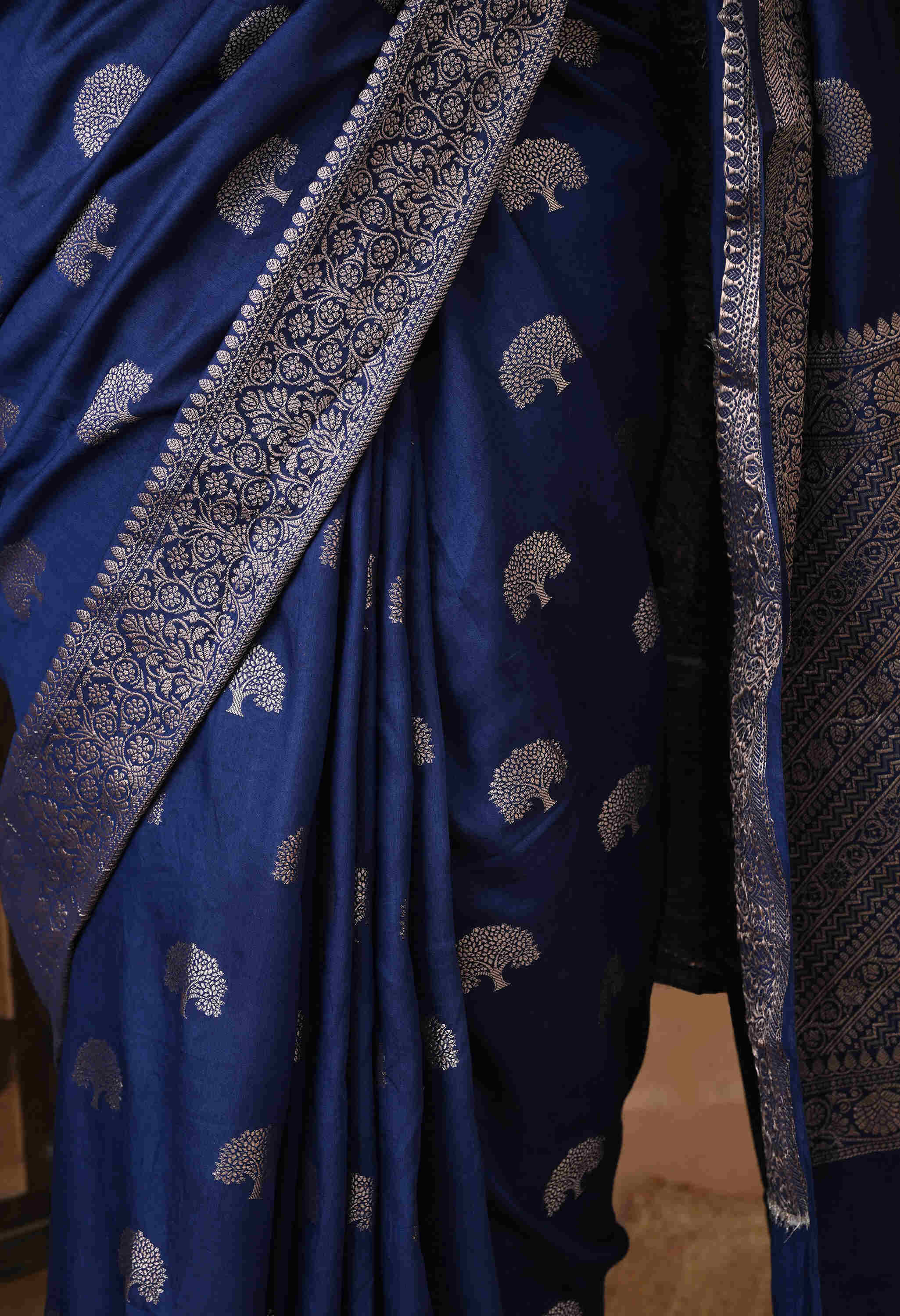 Banarasi silk Blue Saree jari Weave