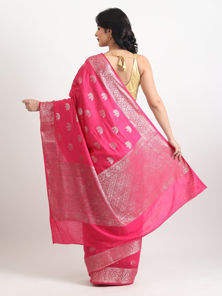 Banarasi silk Pink Saree jari Work