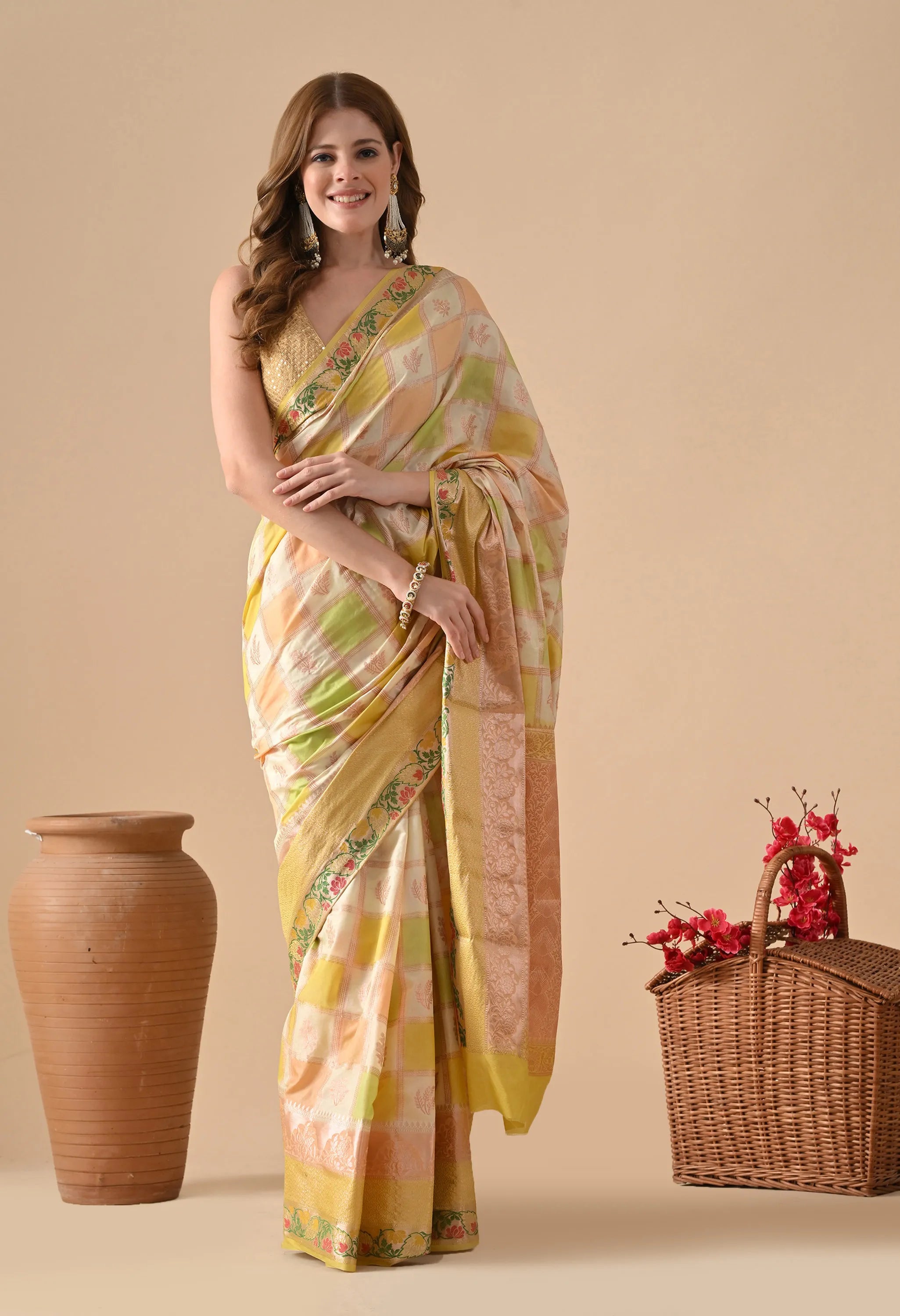 Beige Rangkat Silk Saree