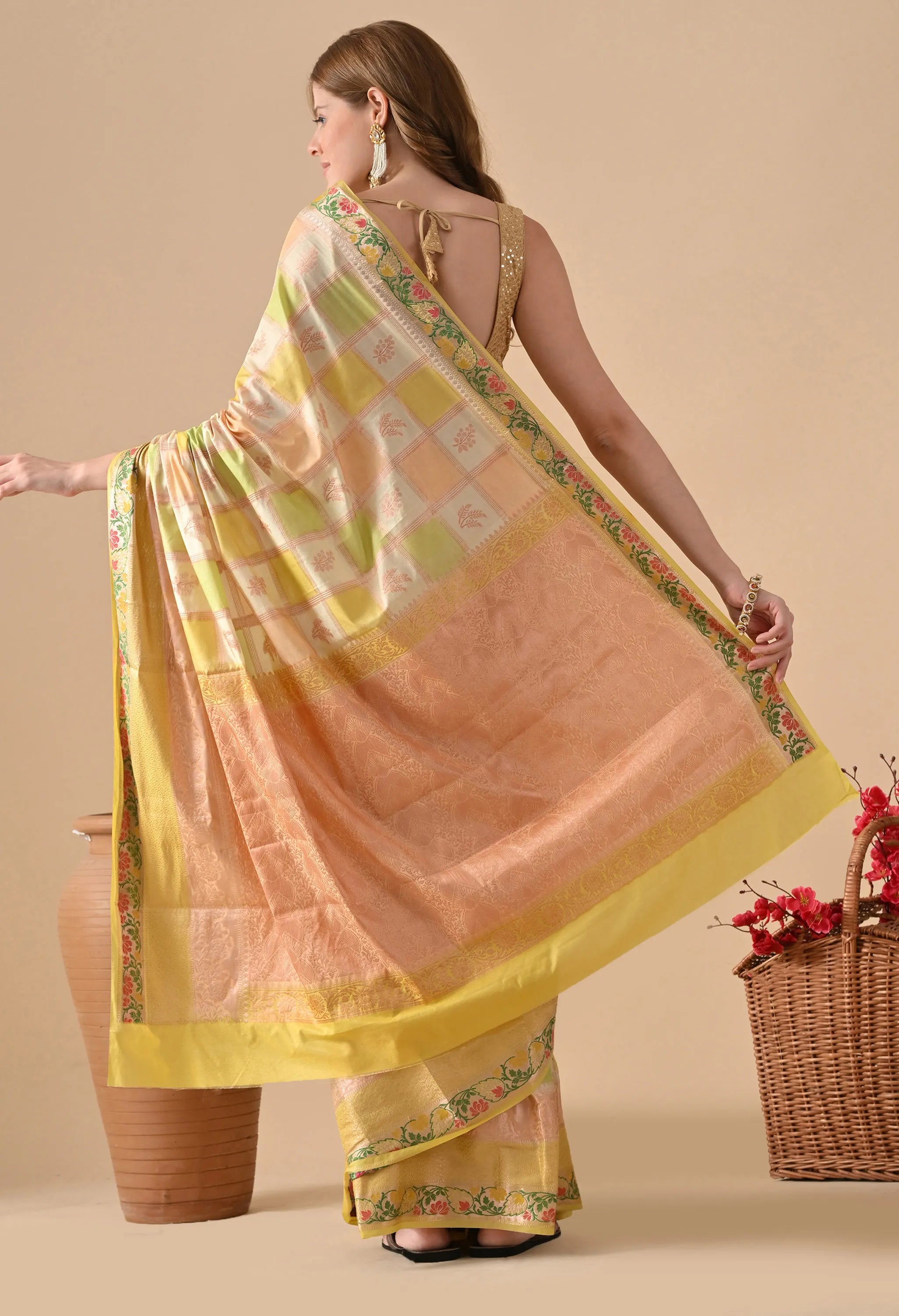 Beige Rangkat Silk Saree