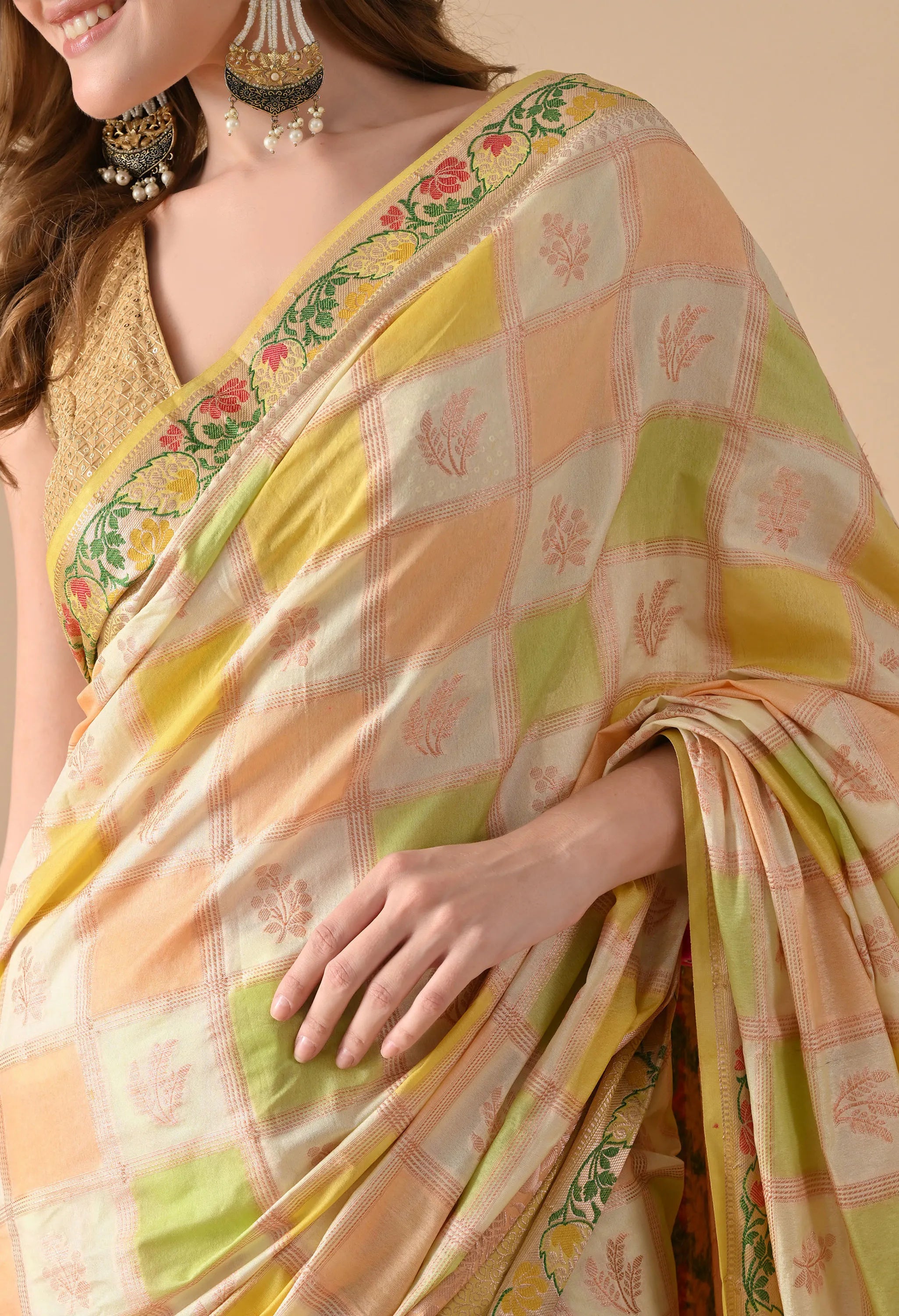 Beige Rangkat Silk Saree
