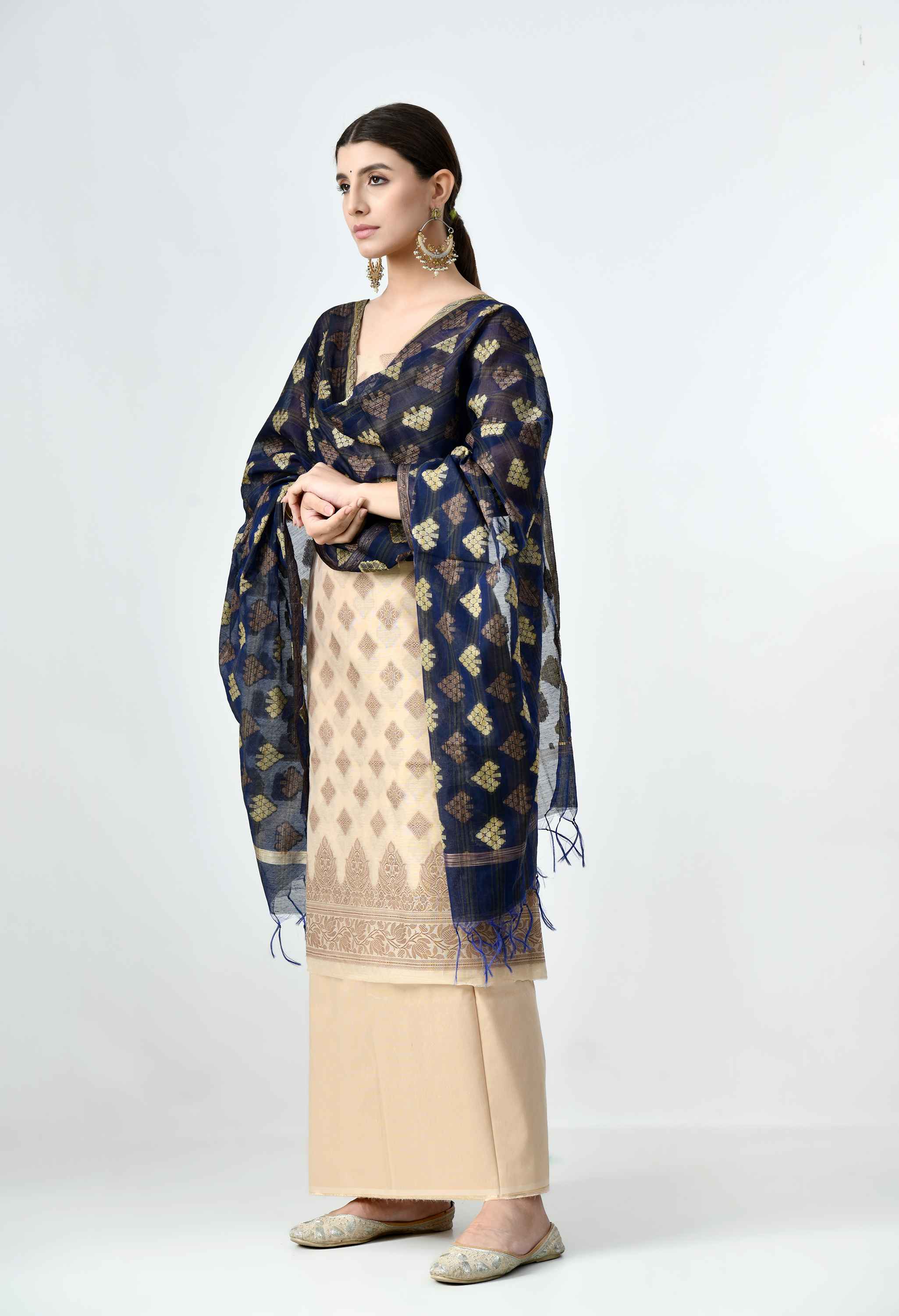 Chanderi cotton unstitched suit