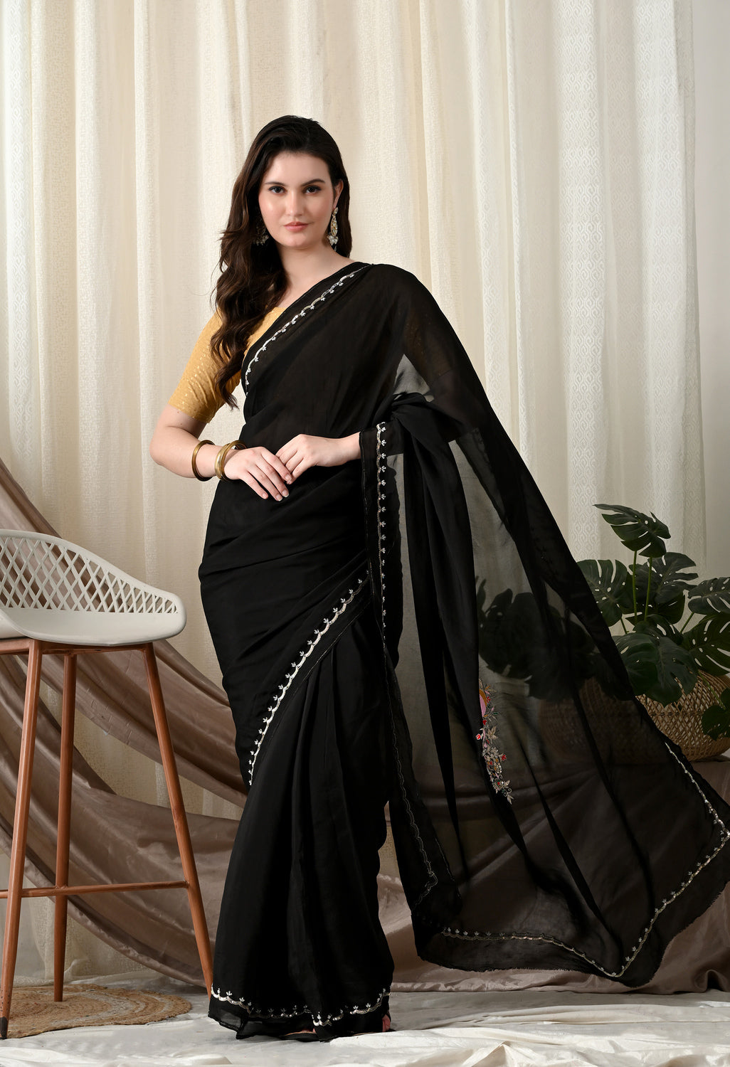 Best Party Wear Black Organza Saree
