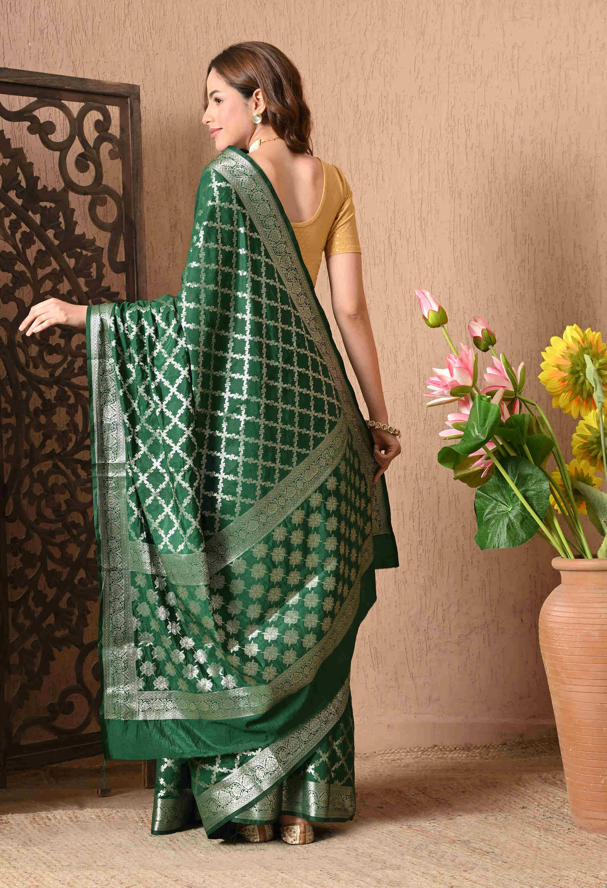 Best Green Banarasi Silk Saree