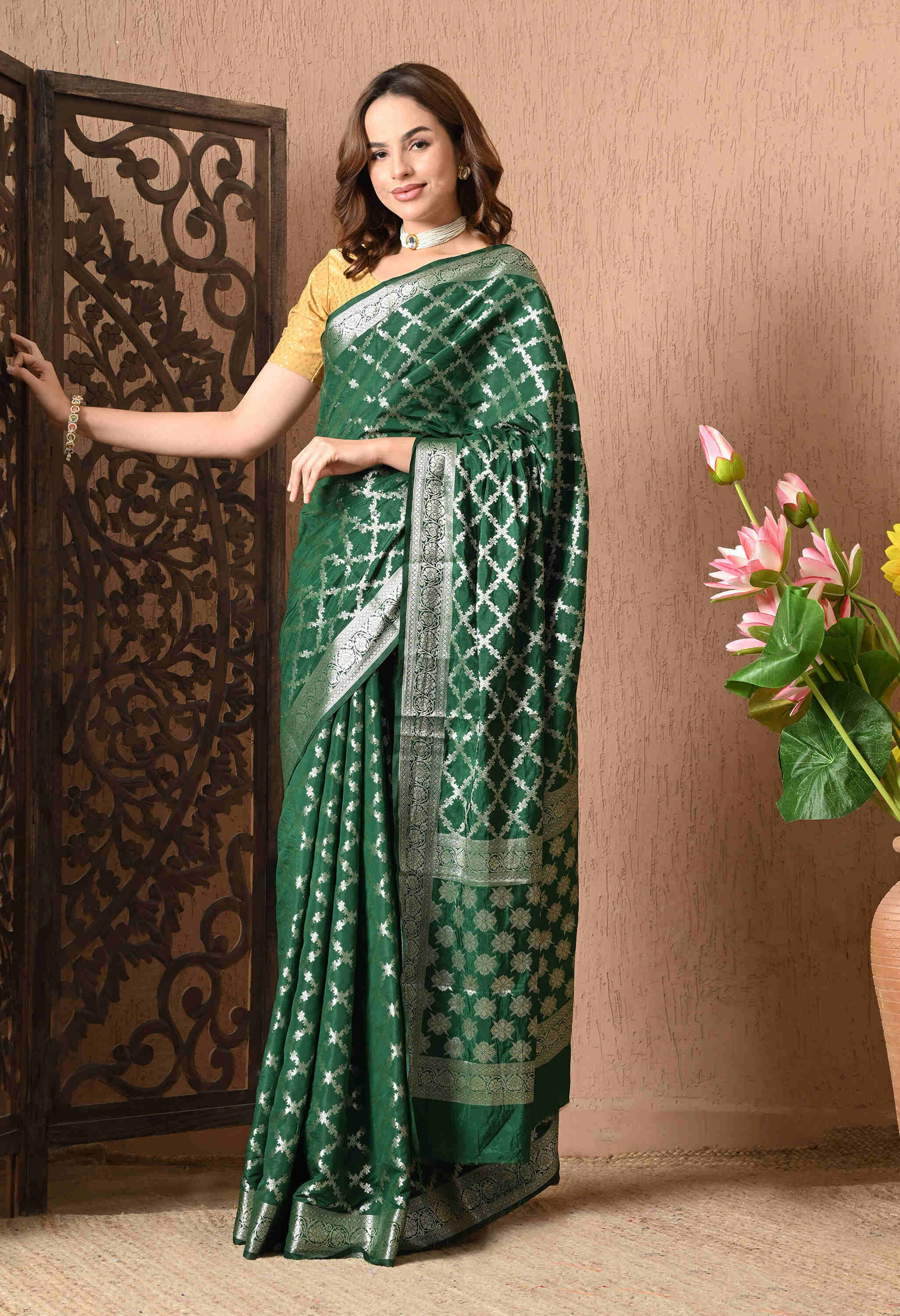 Best Green Banarasi Silk Saree